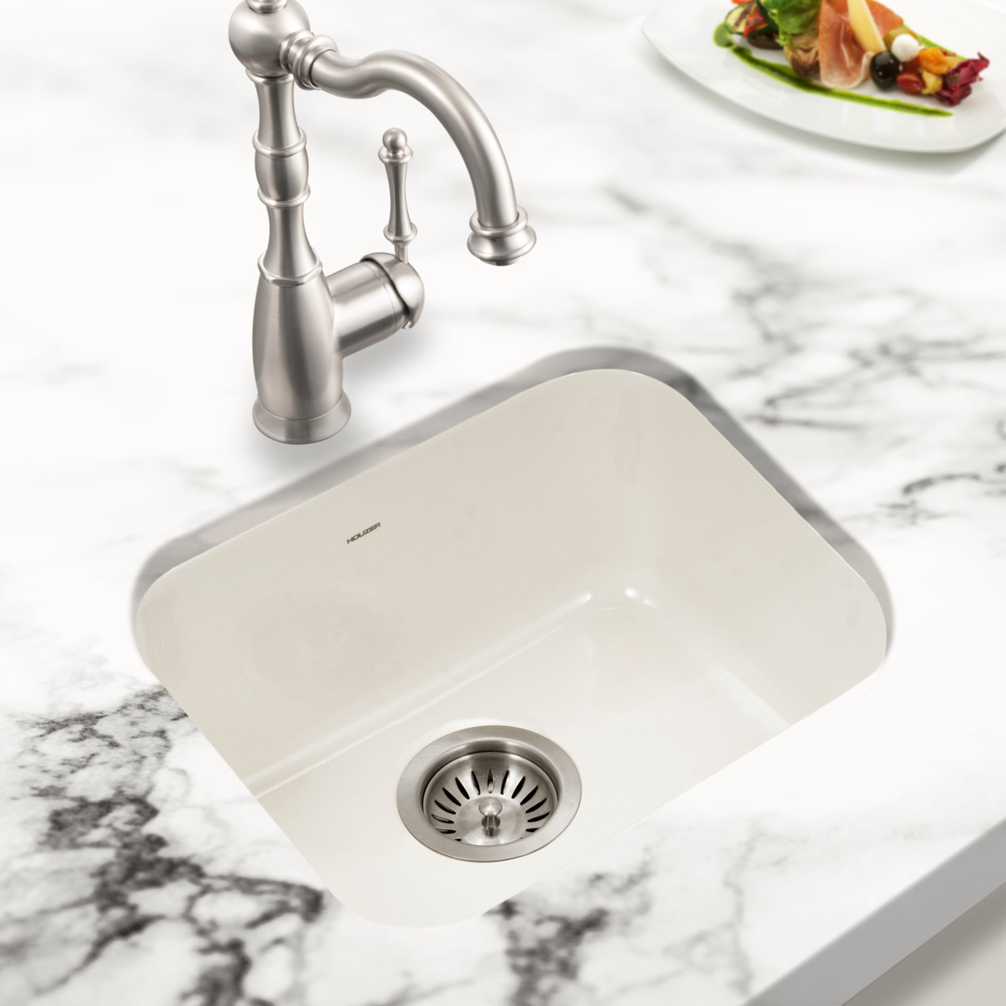 Houzer Platus 18" Fireclay Undermount Single Bowl Bar Sink