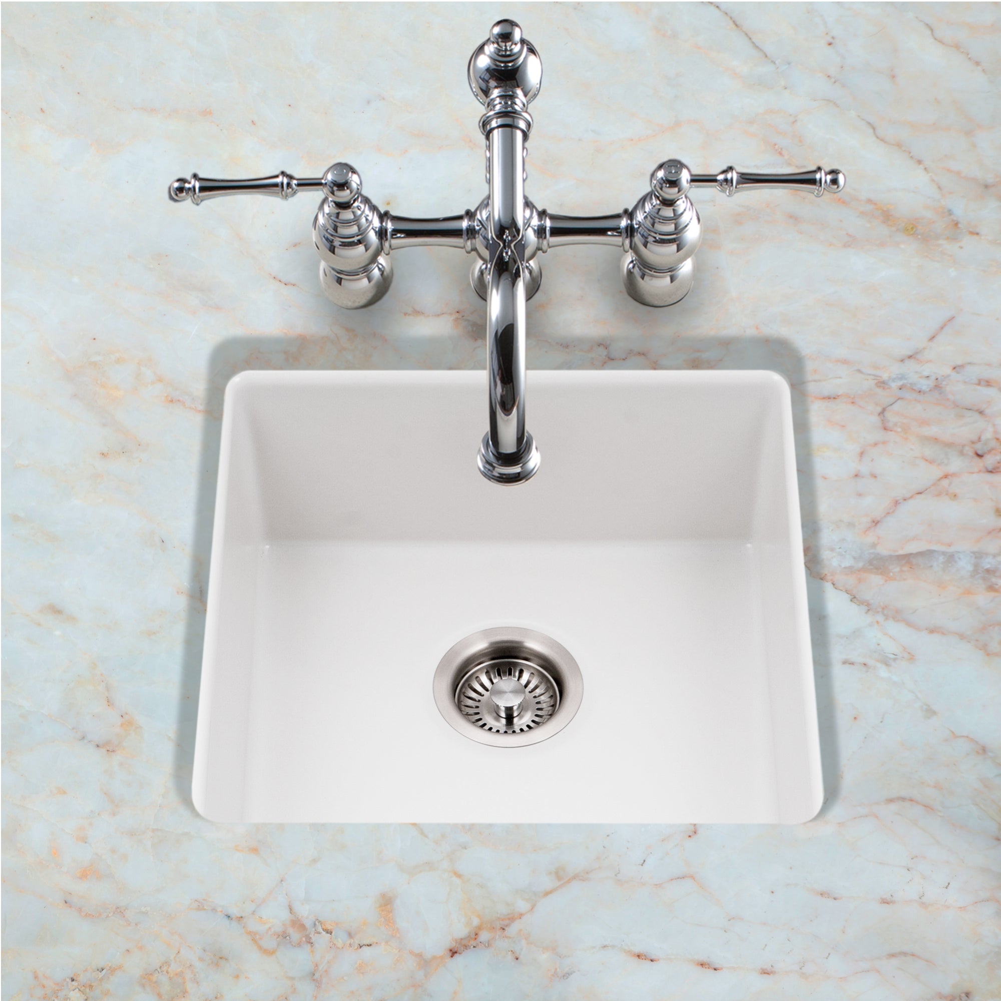 Houzer Platus 20" Fireclay Undermount Square Single Bowl Bar Sink