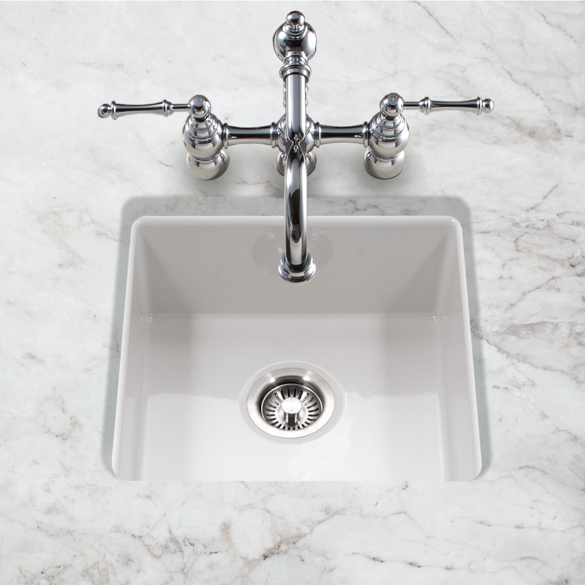 Houzer Platus 20" Fireclay Undermount Square Single Bowl Bar Sink