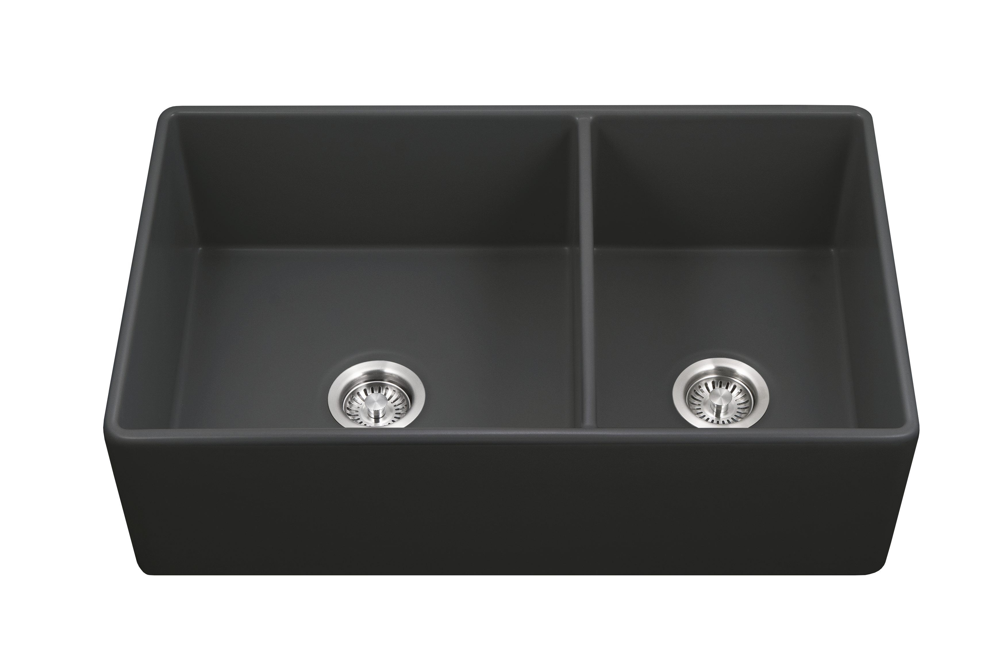 Houzer Platus 33" Fireclay Apron Front Farmhouse 60/40 Double Kitchen Sink