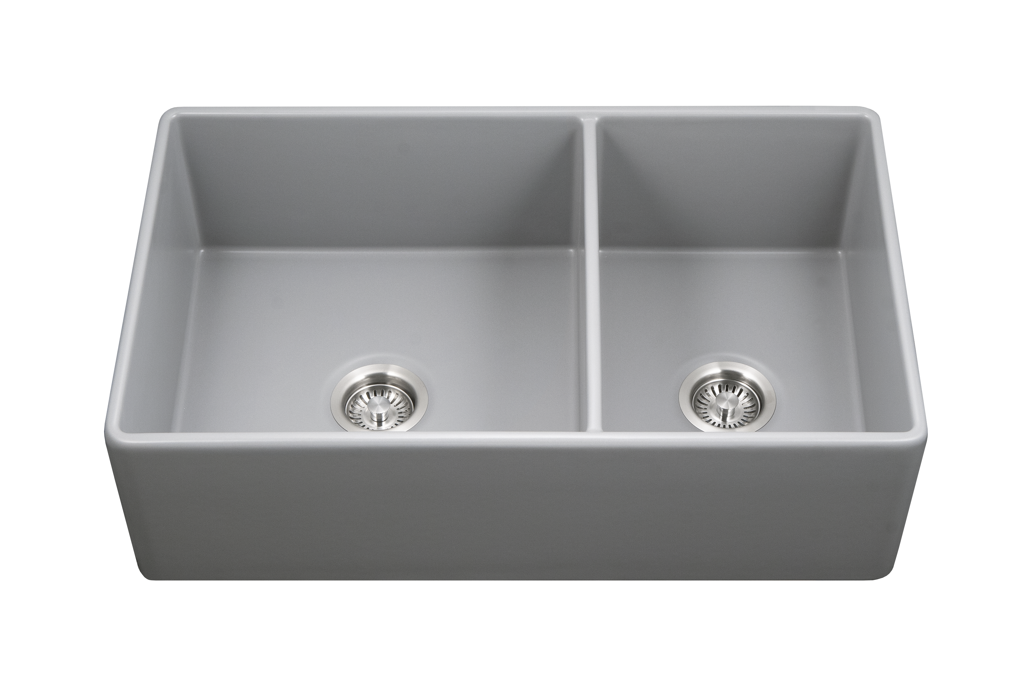 Houzer Platus 33" Fireclay Apron Front Farmhouse 60/40 Double Kitchen Sink