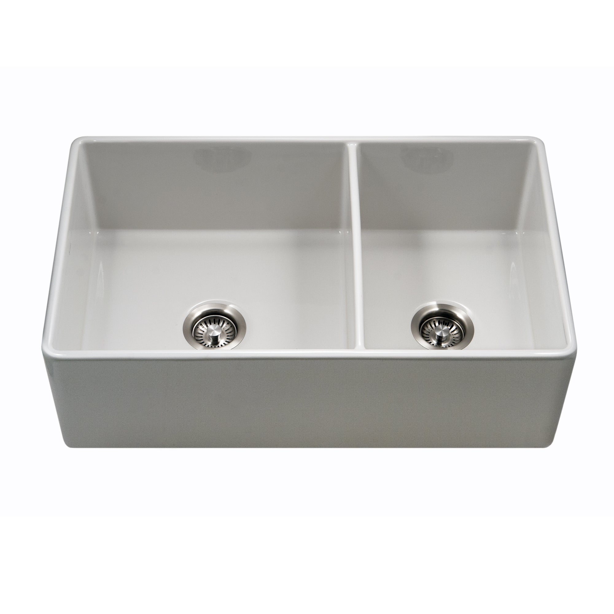 Houzer Platus 33" Fireclay Apron Front Farmhouse 60/40 Double Kitchen Sink