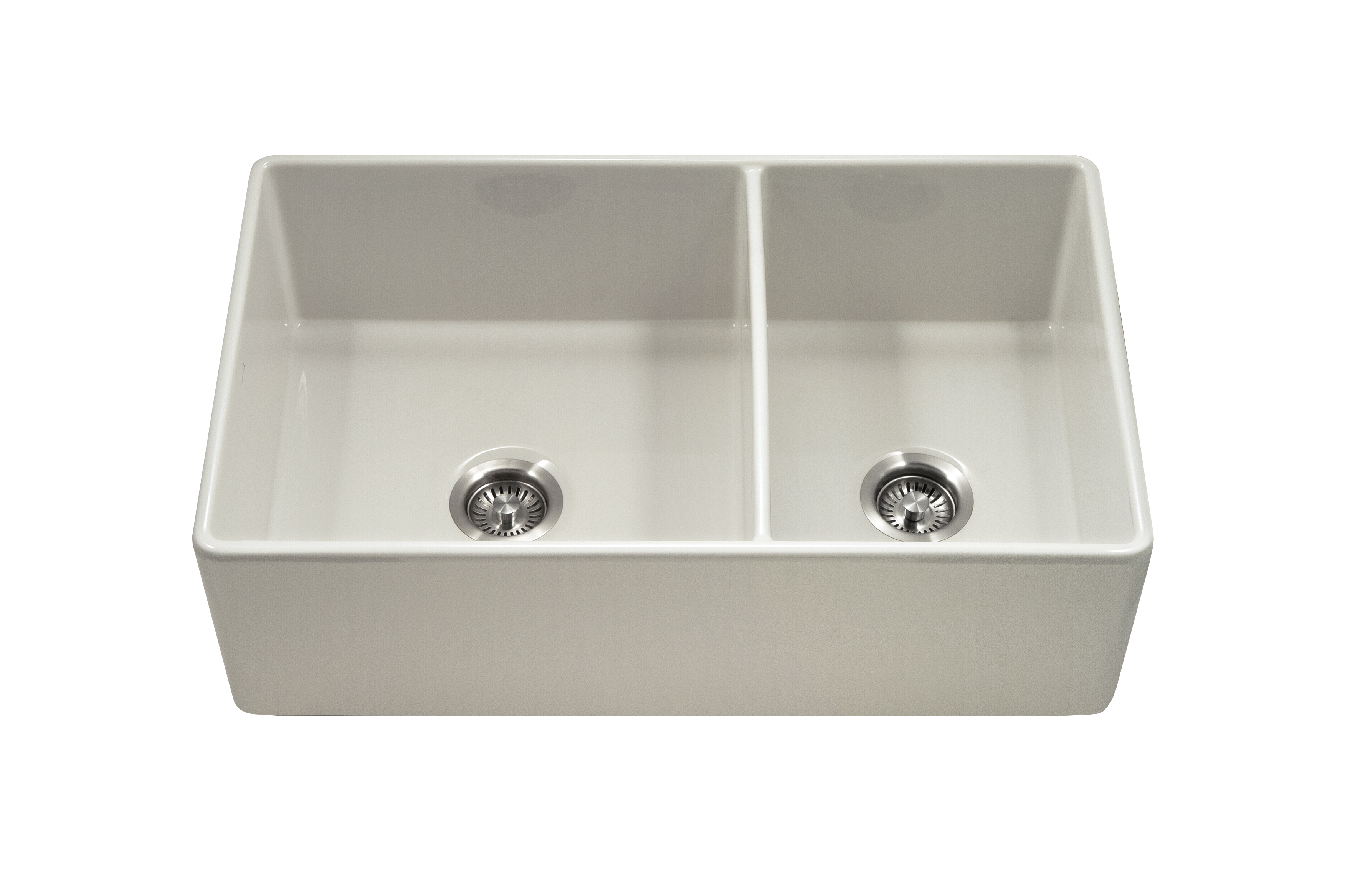 Houzer Platus 33" Fireclay Apron Front Farmhouse 60/40 Double Kitchen Sink