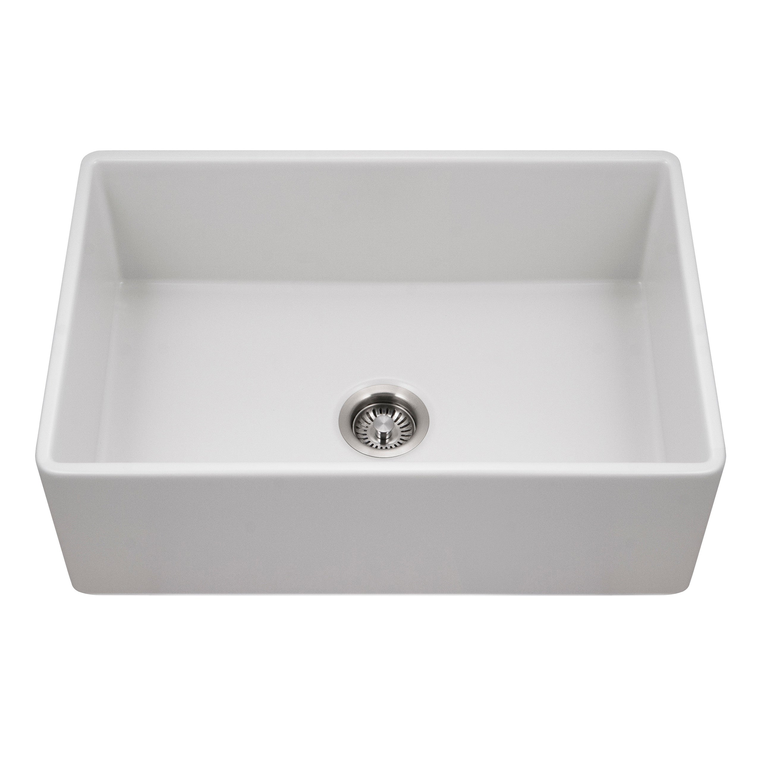 Houzer Platus 30 inch White Fireclay Apron Front Farmhouse Single Bowl Kitchen Sink - PTS-4100 WH