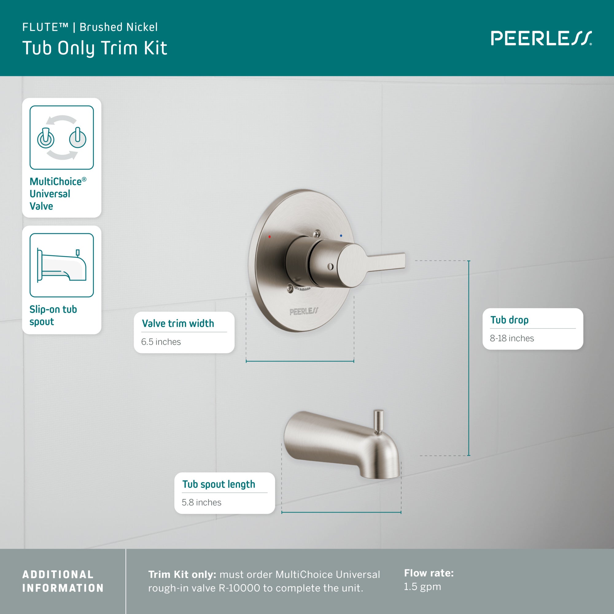 Peerless Flute™ Tub Only Trim Kit