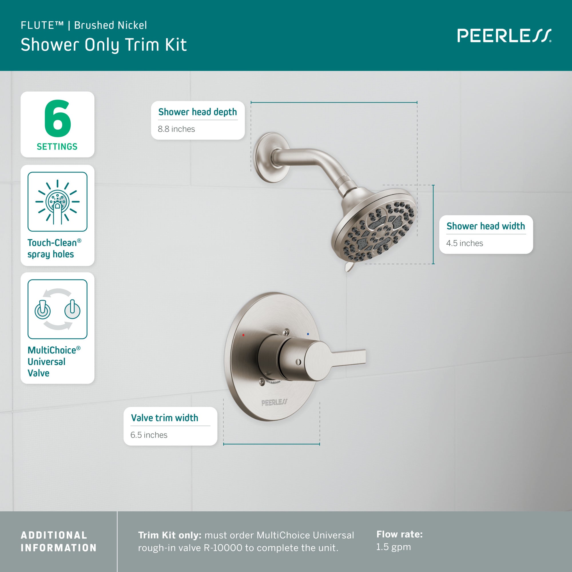 Peerless Flute™ Shower Only Trim Kit