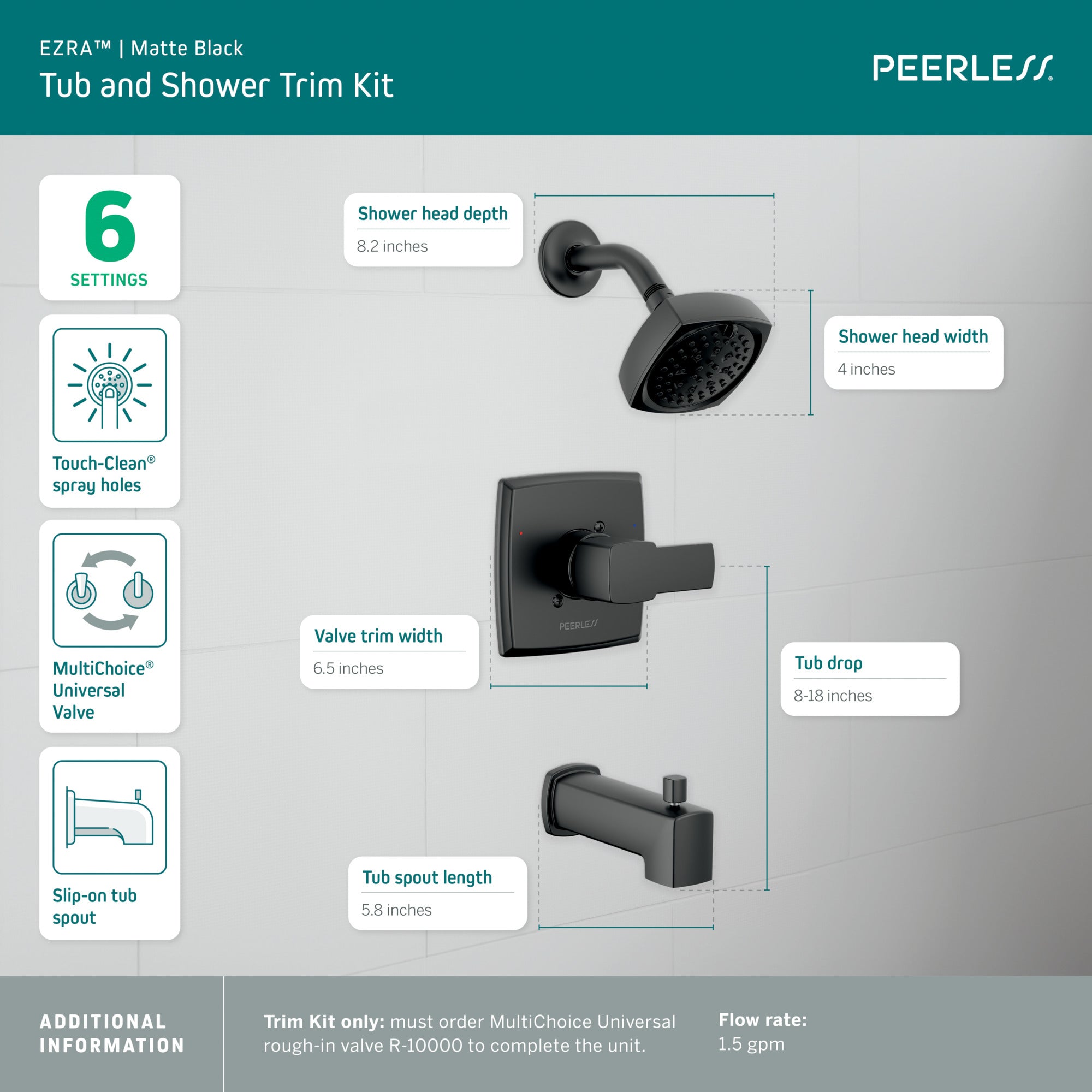 Peerless Ezra® Tub and Shower Trim Kit