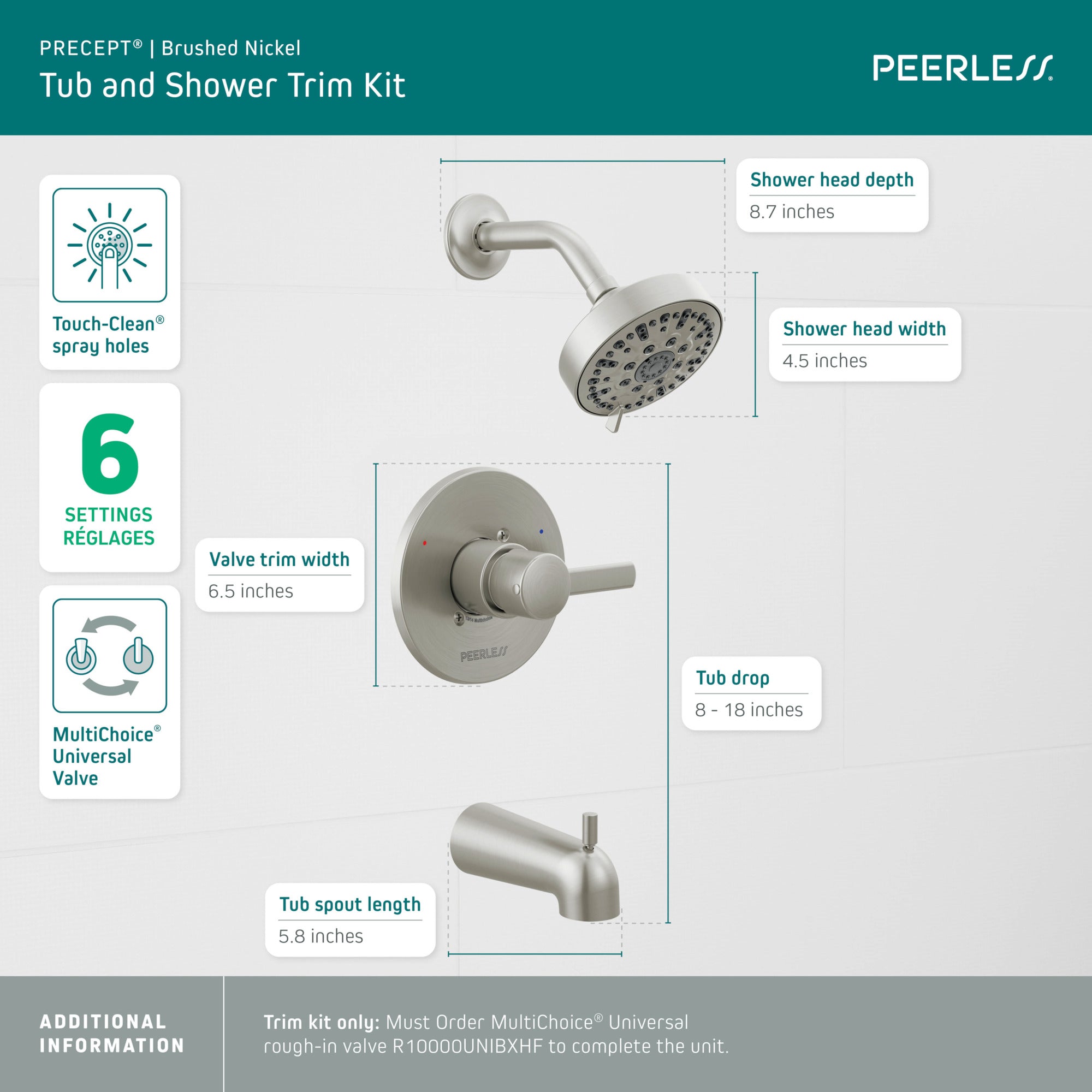 Peerless Precept® Tub Shower Trim Kit