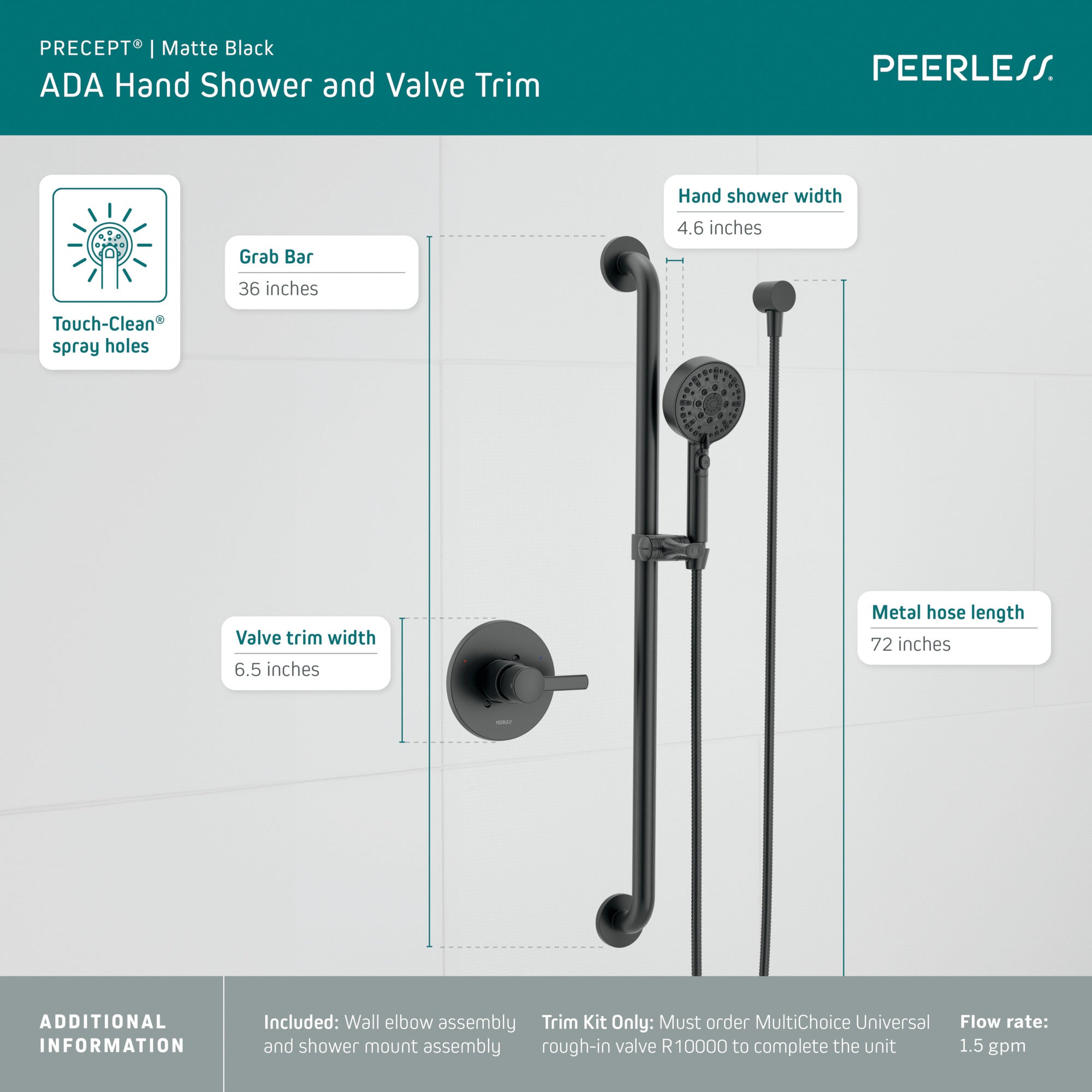 Peerless Precept® ADA Valve Only with Hand Shower