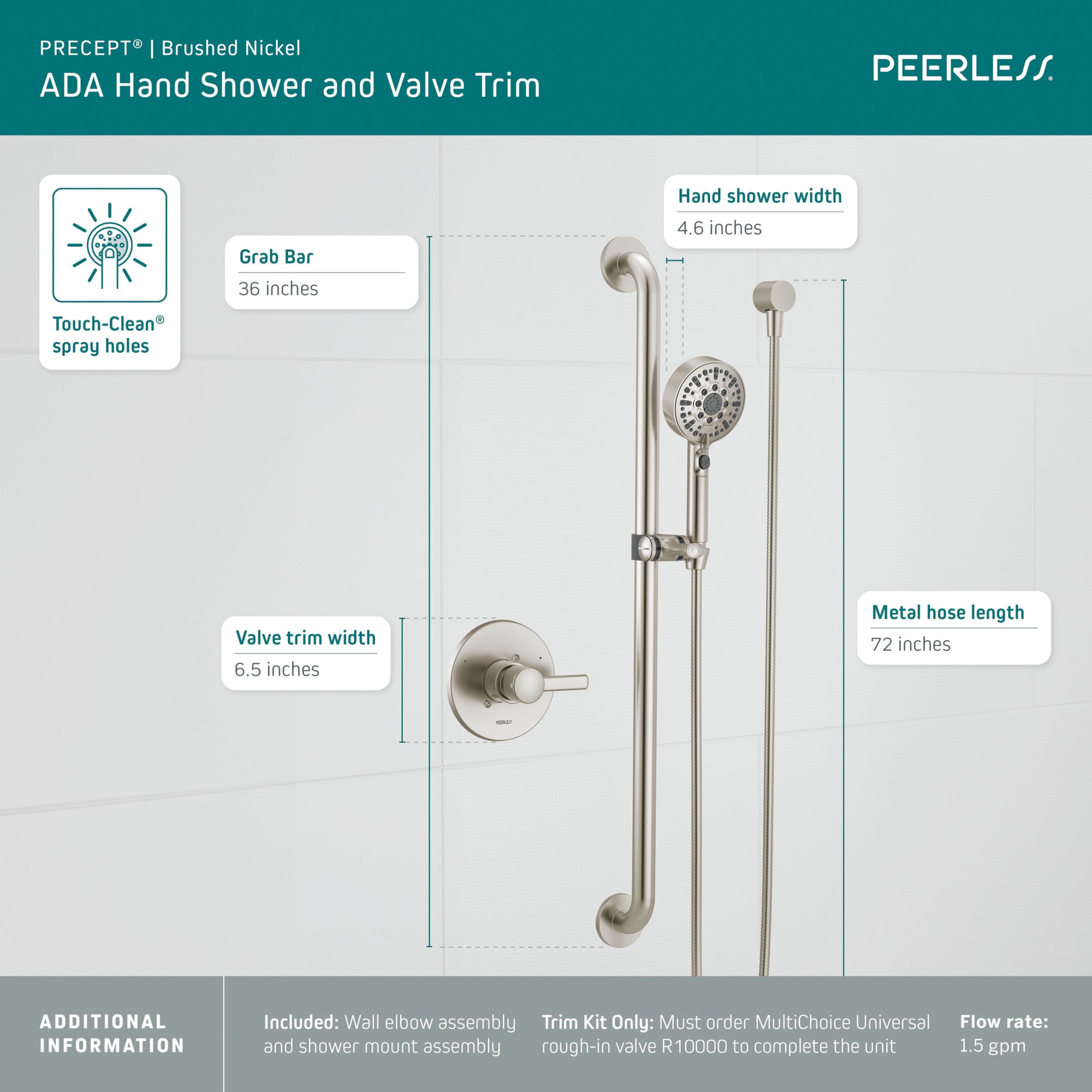 Peerless Precept® ADA Valve Only with Hand Shower