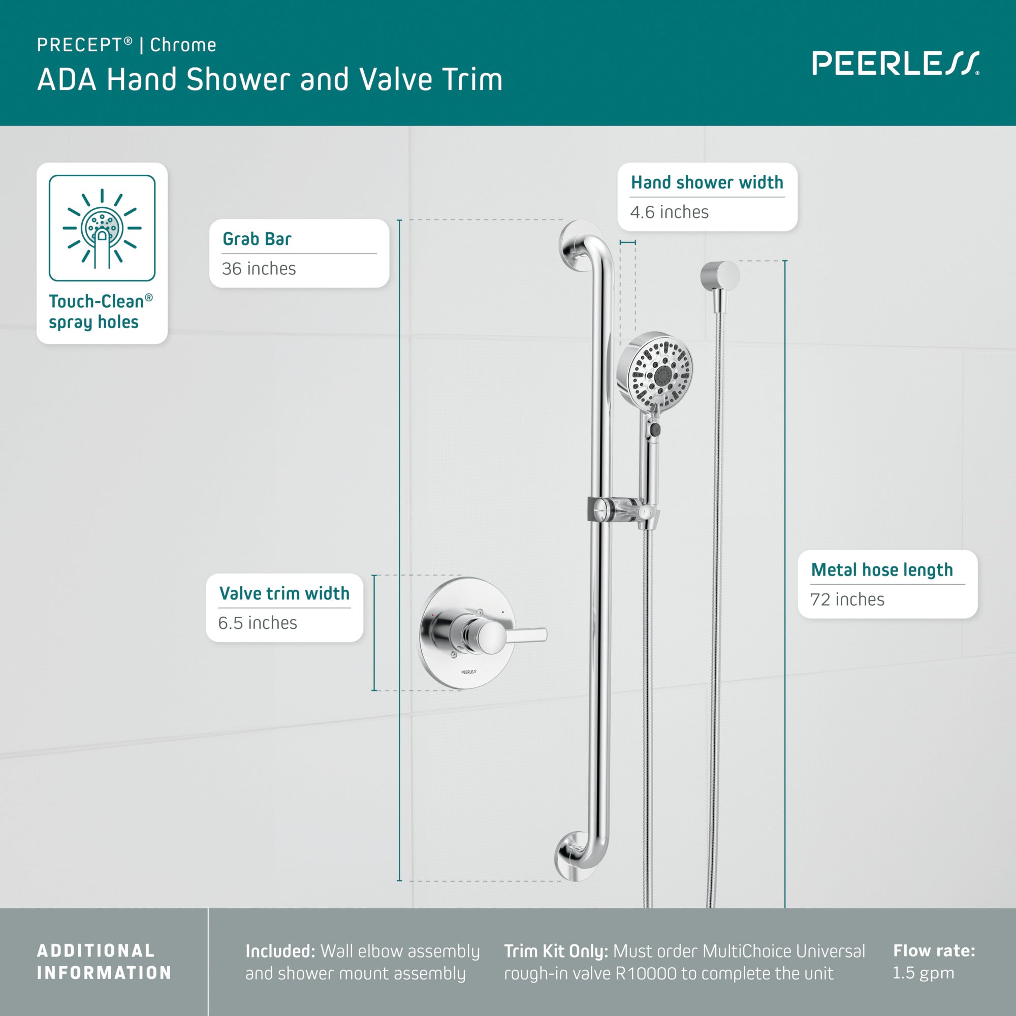 Peerless Precept® ADA Valve Only with Hand Shower