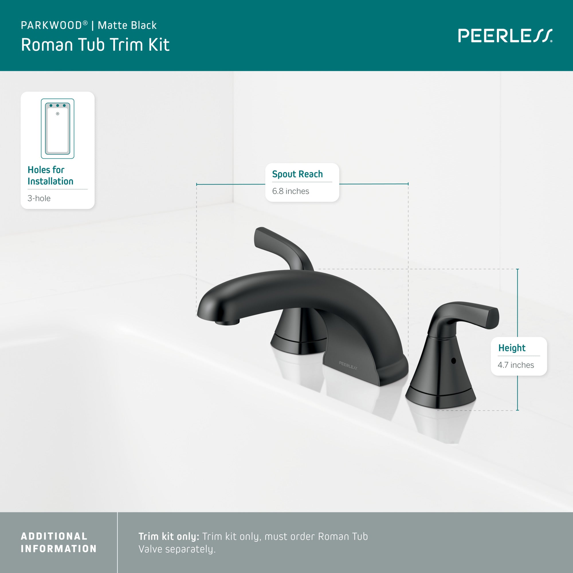 Peerless Parkwood® Roman tub trim kit