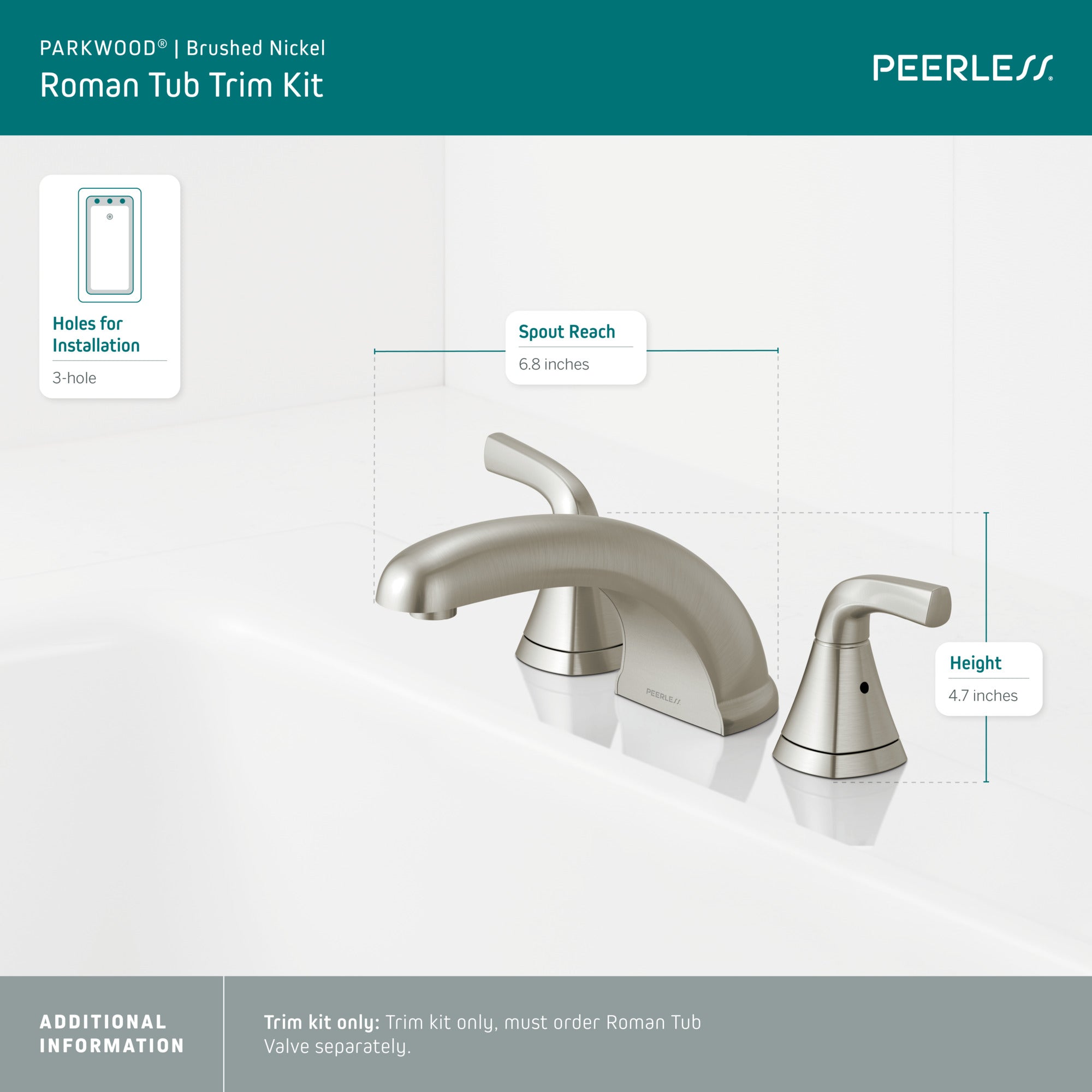 Peerless Parkwood® Roman tub trim kit