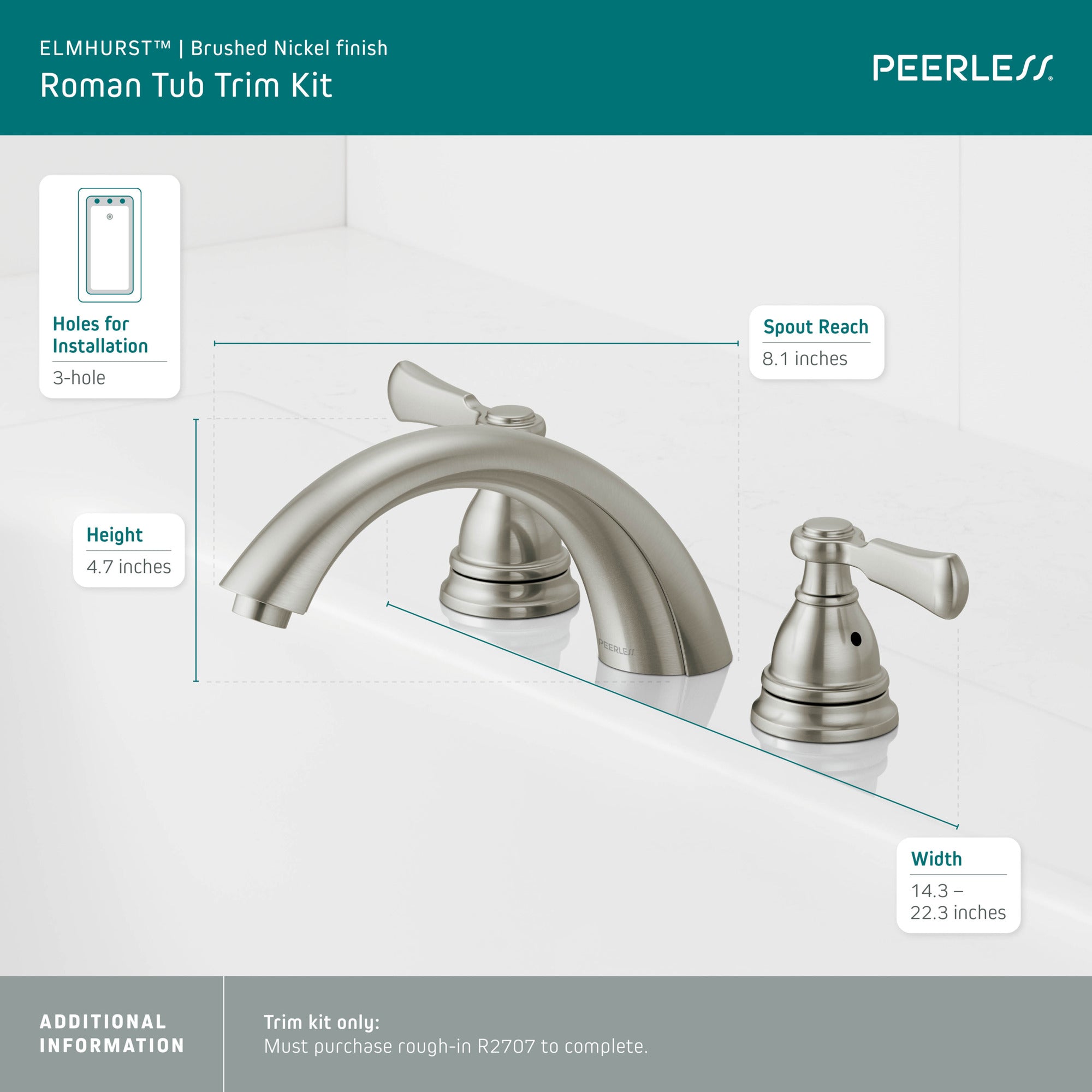 Peerless Elmhurst® Roman tub trim kit