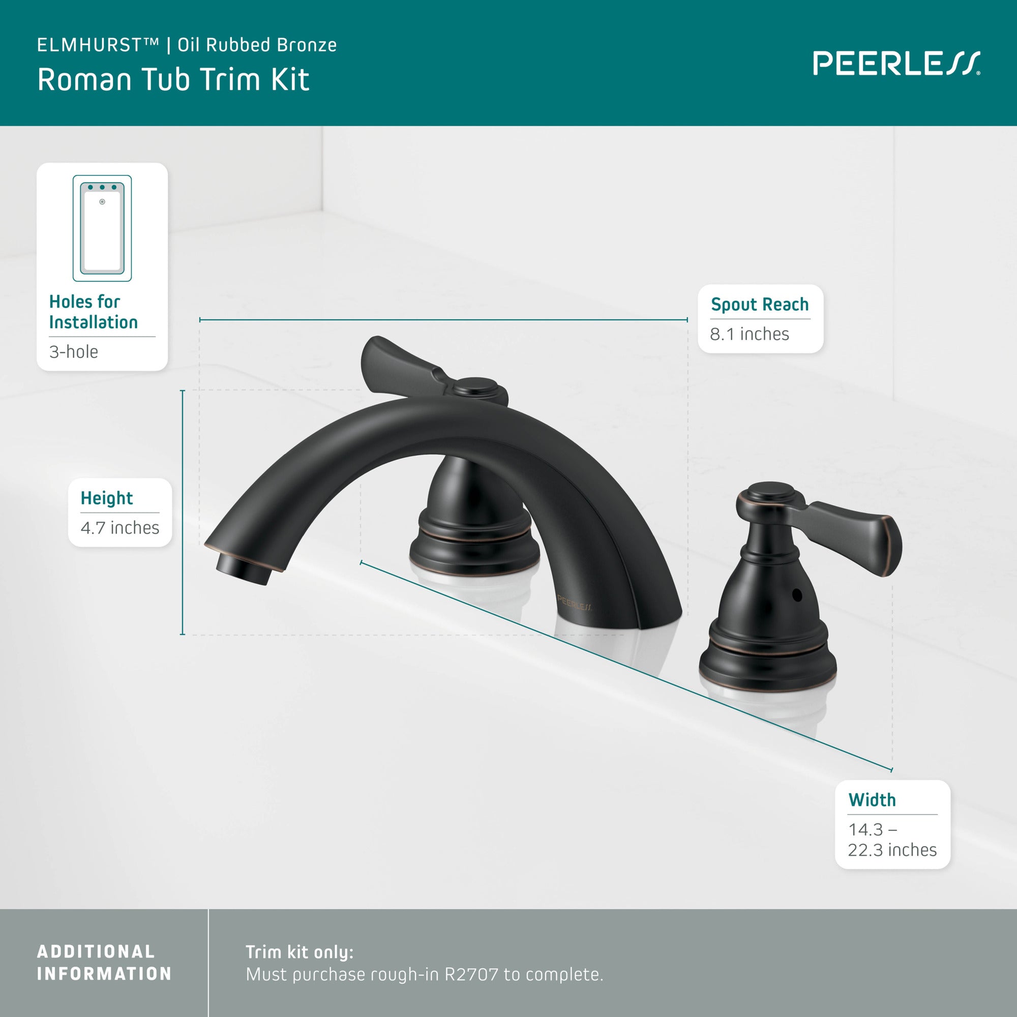 Peerless Elmhurst® Roman tub trim kit