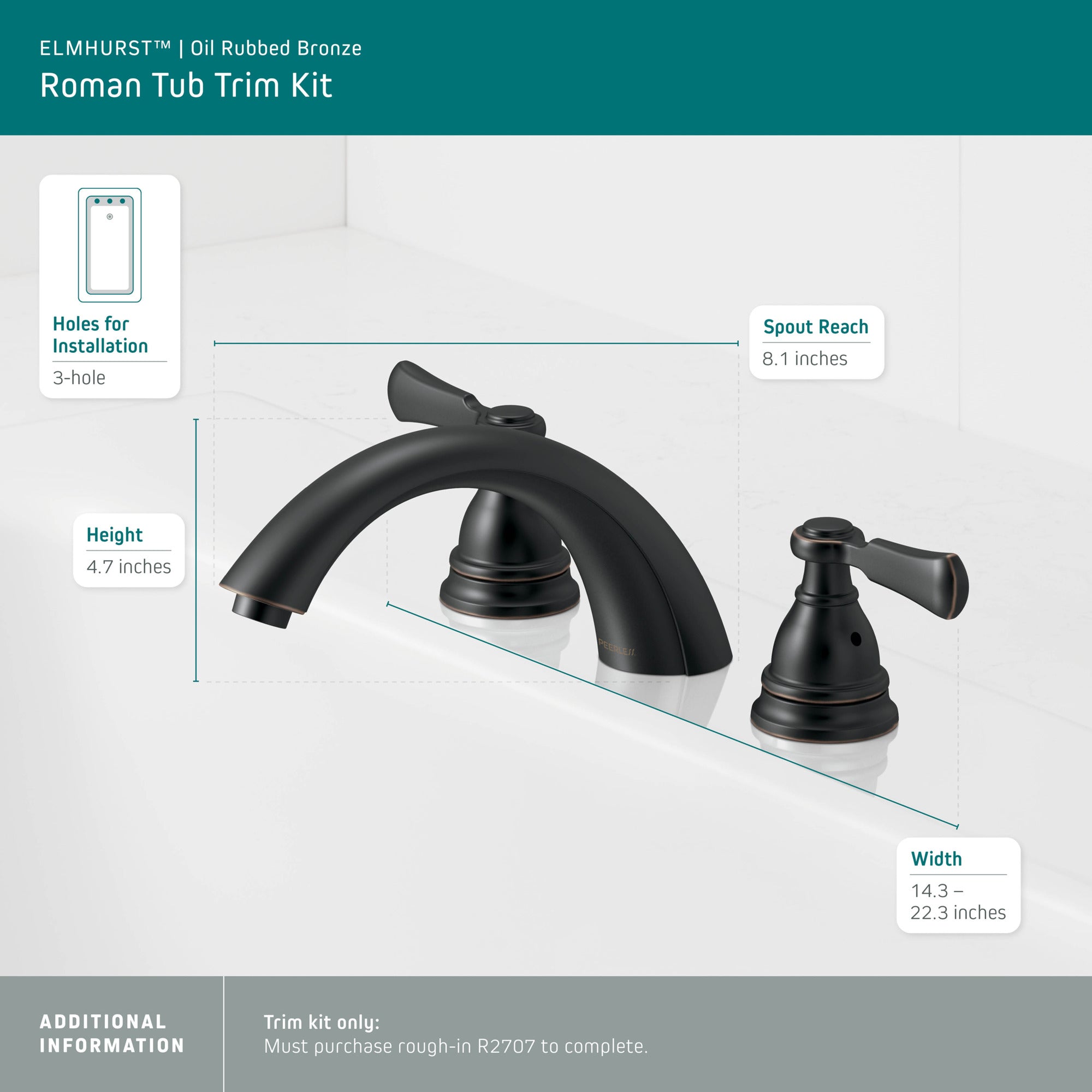 Peerless Elmhurst® Roman tub trim kit