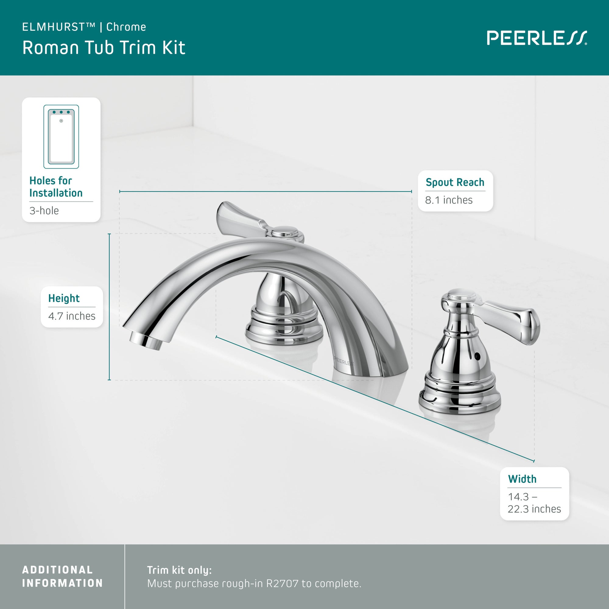 Peerless Elmhurst® Roman tub trim kit