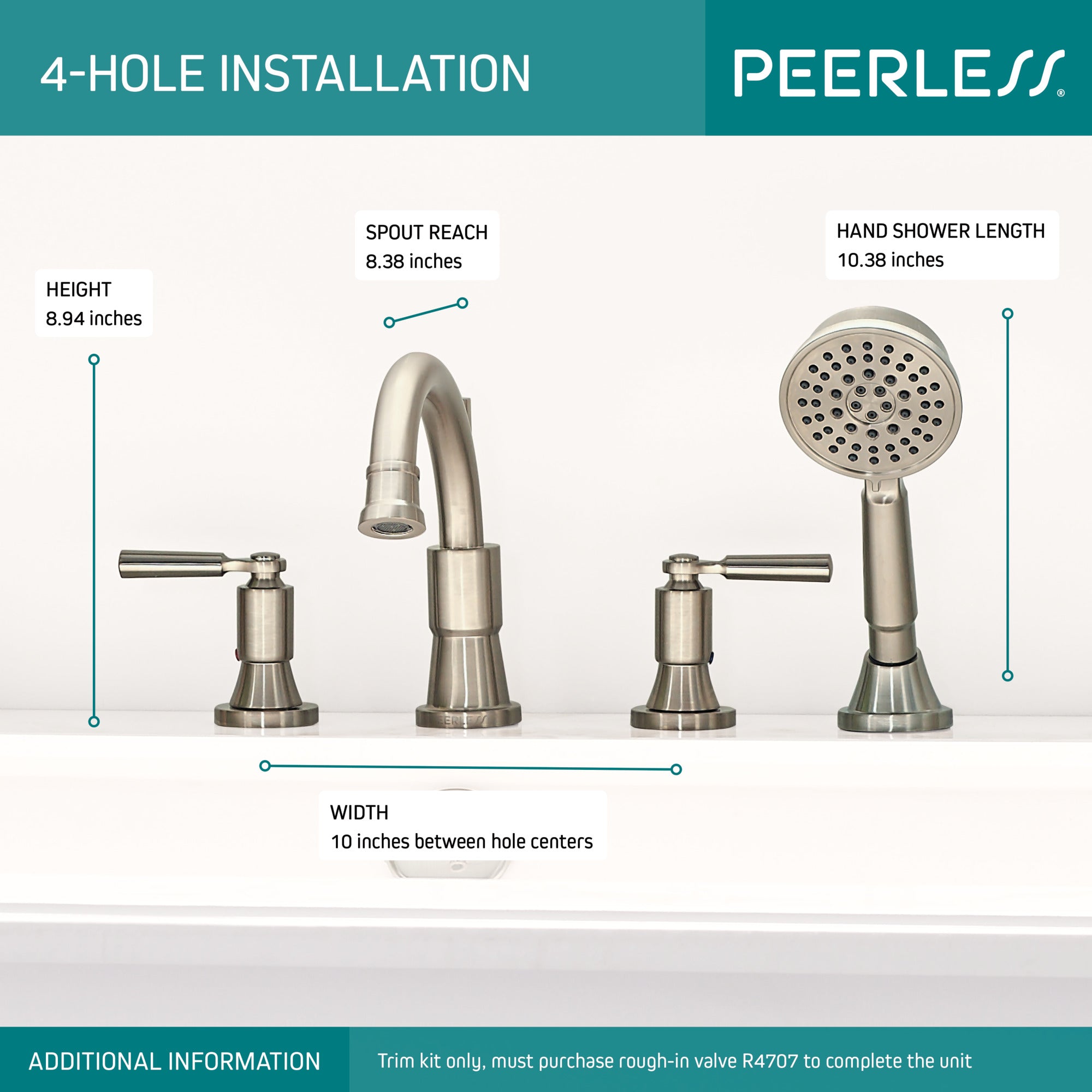 Peerless Westchester® Roman Tub Trim Kit with Hand Shower