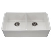 Houzer Platus Series 32" Fireclay Undermount 50/50 Double Bowl Kitchen Sink, PTU-3200