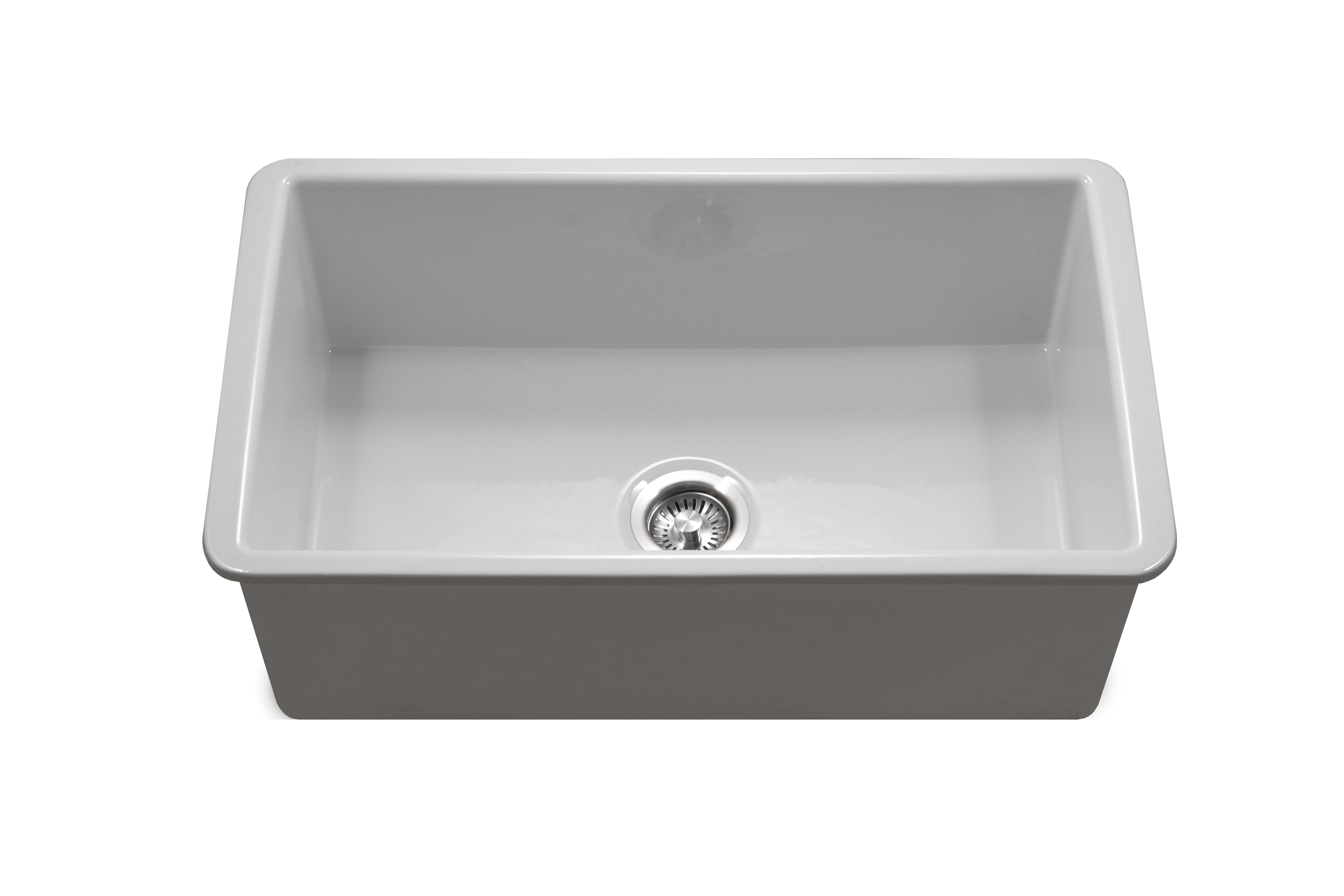 Houzer Platus 32 inch White Fireclay Undermount Single Bowl Kitchen Sink