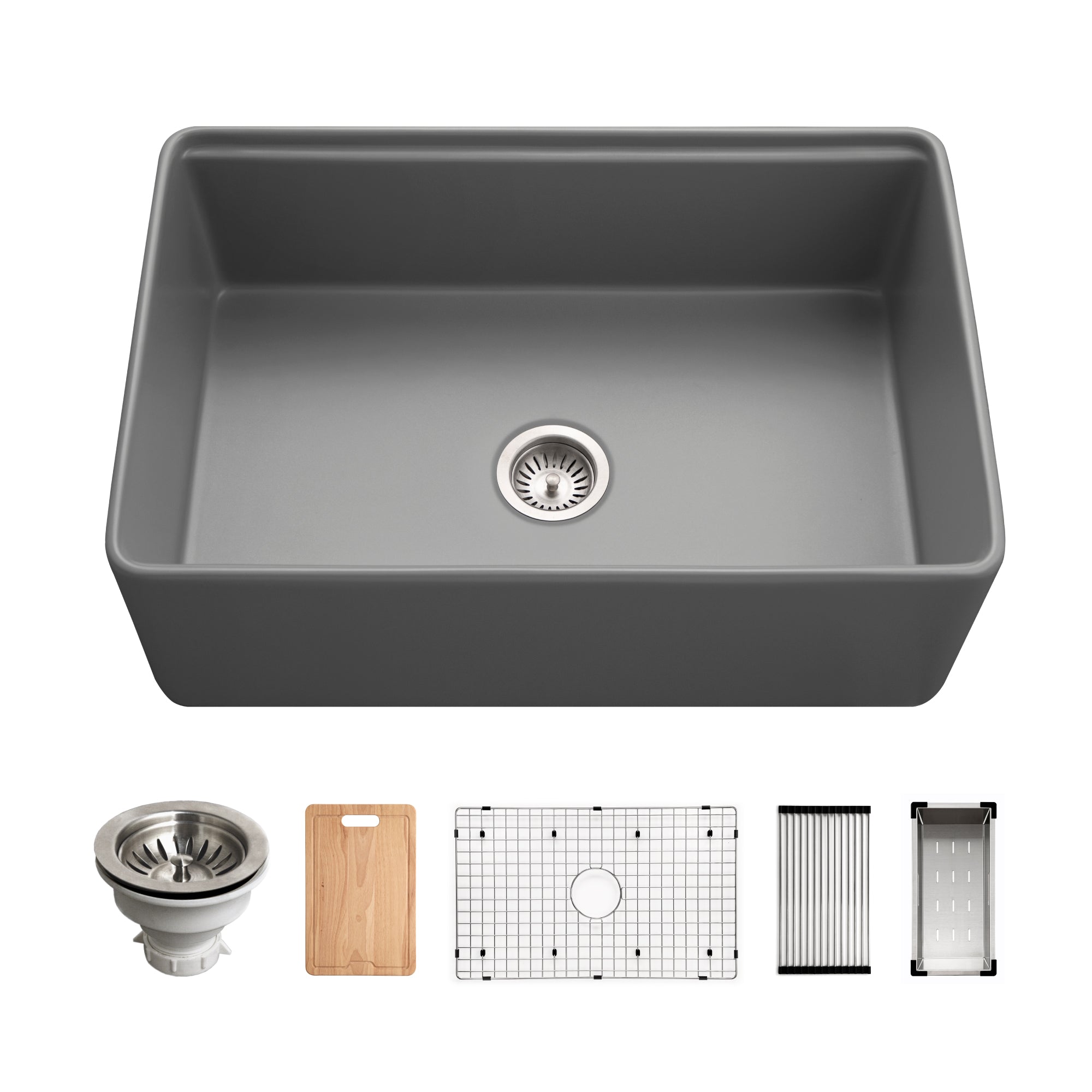 Aspire 30" Apron Front Workstation Single Bowl Fireclay Sink