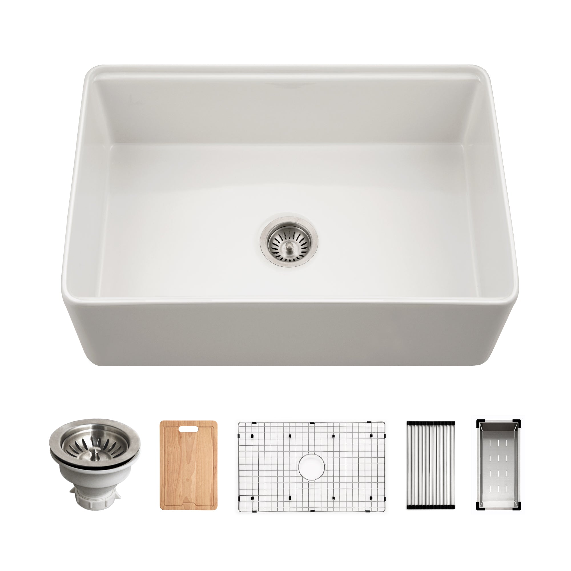 Aspire 30" Apron Front Workstation Single Bowl Fireclay Sink