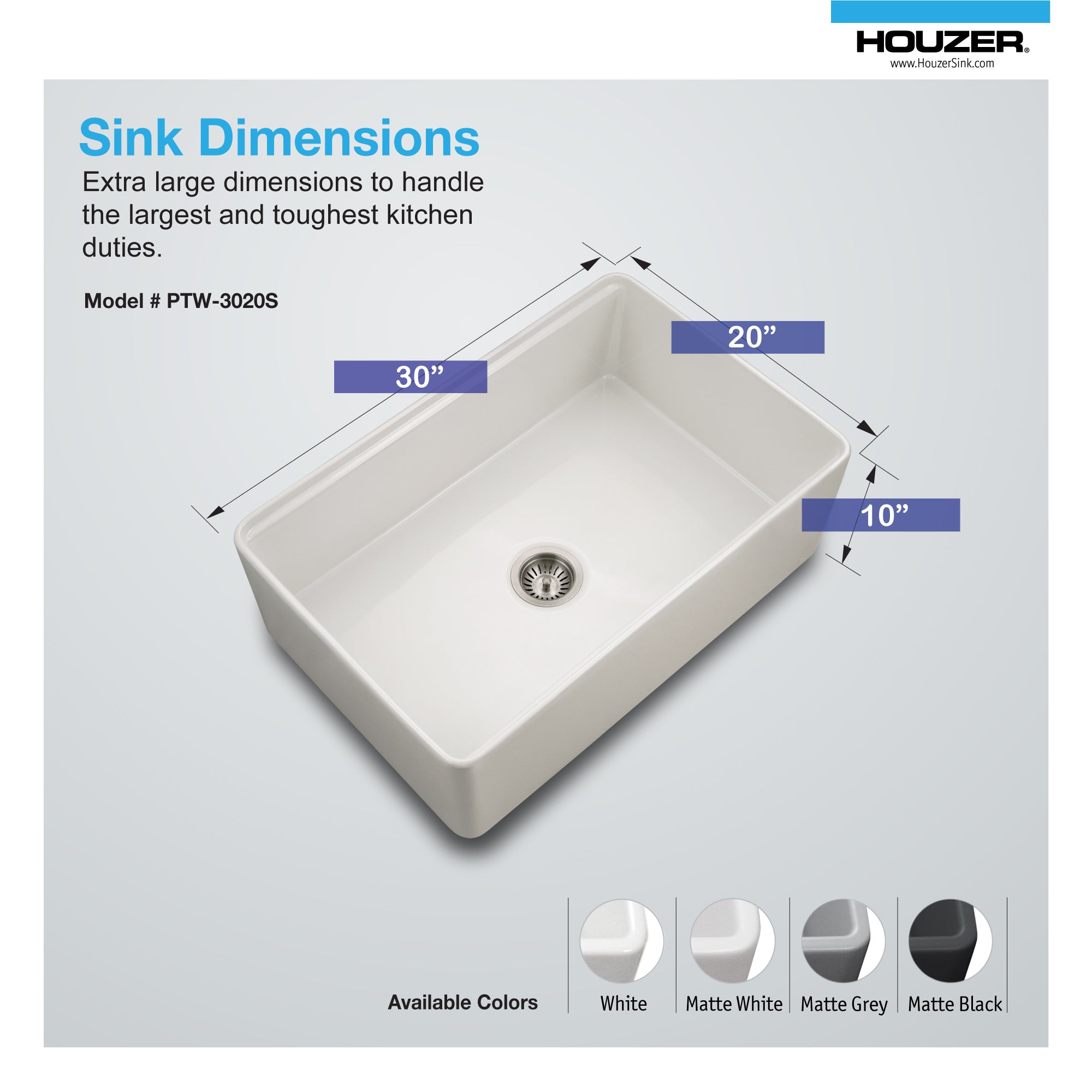 Aspire 30" Apron Front Workstation Single Bowl Fireclay Sink
