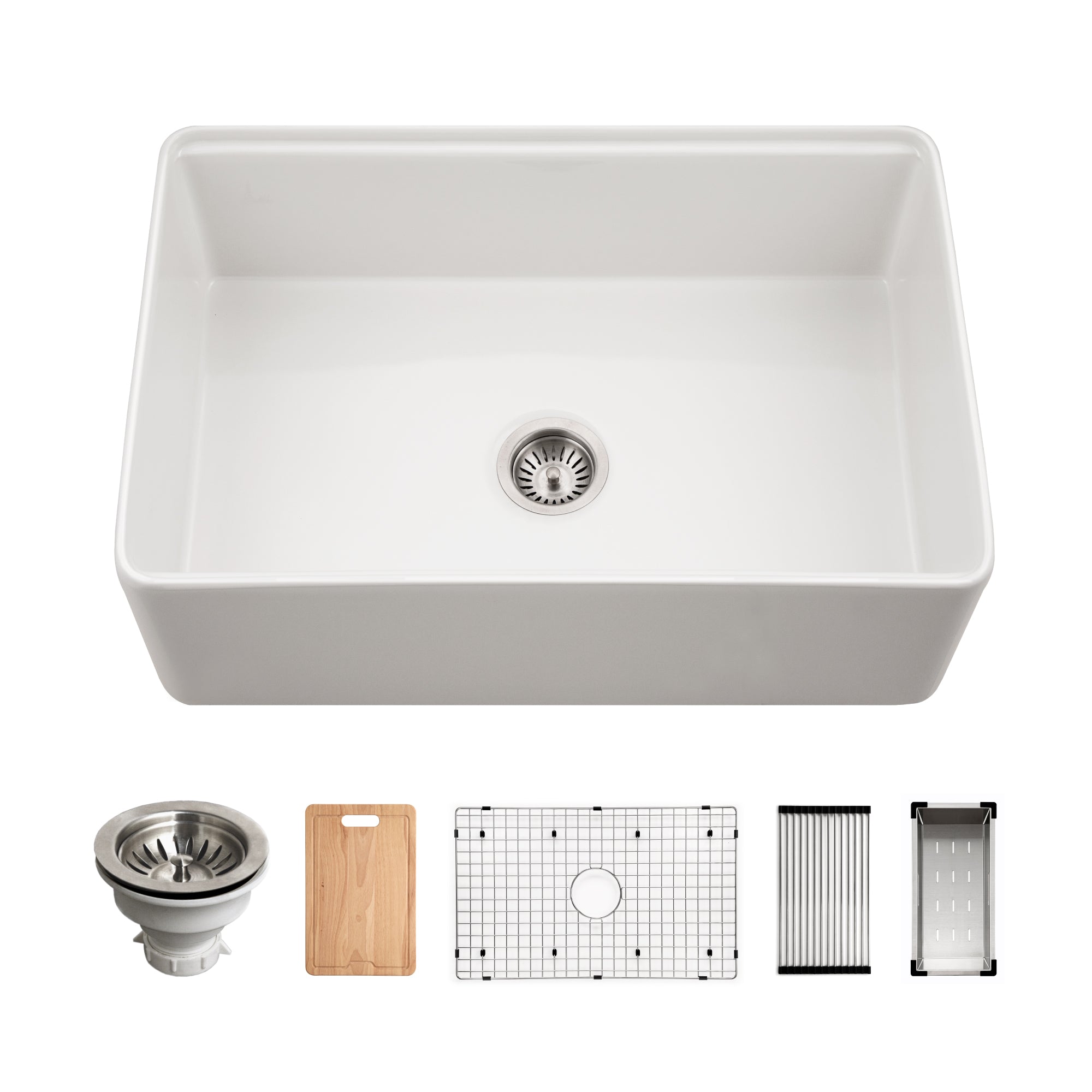 Aspire 30" Apron Front Workstation Single Bowl Fireclay Sink