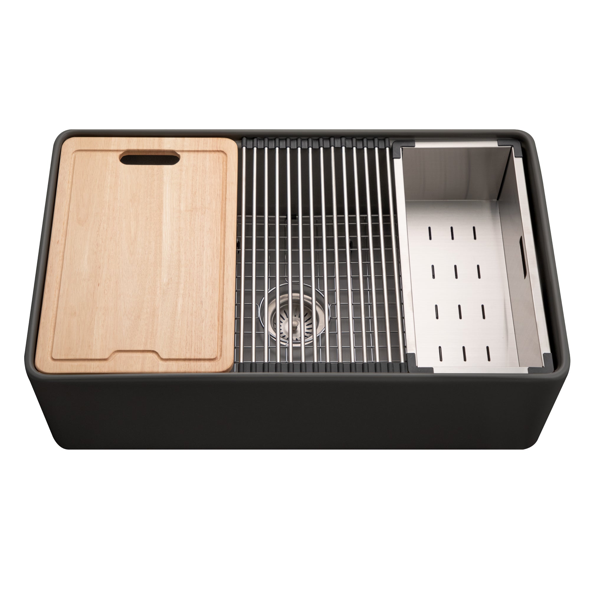 Aspire 33" Apron Front Workstation Single Bowl Fireclay Sink