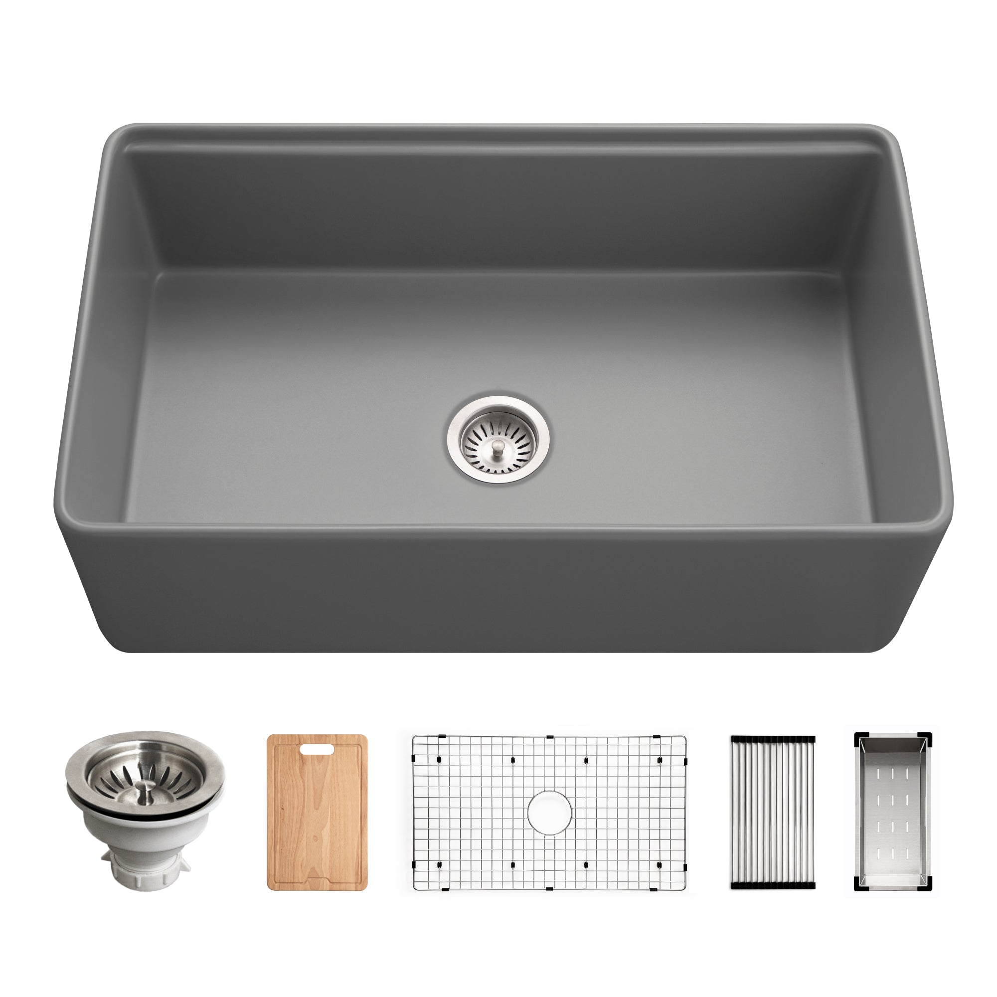 Aspire 33" Apron Front Workstation Single Bowl Fireclay Sink