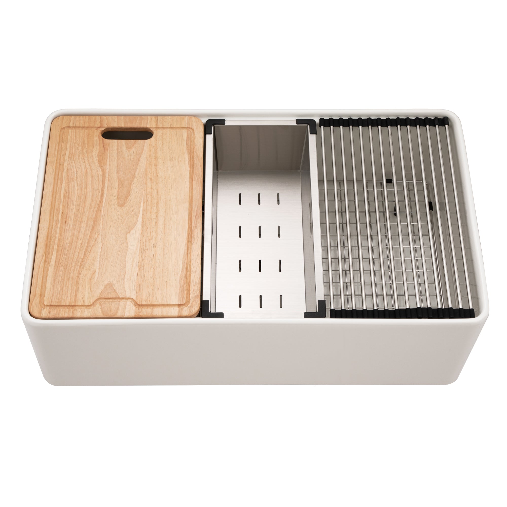 Aspire 33" Apron Front Workstation Single Bowl Fireclay Sink