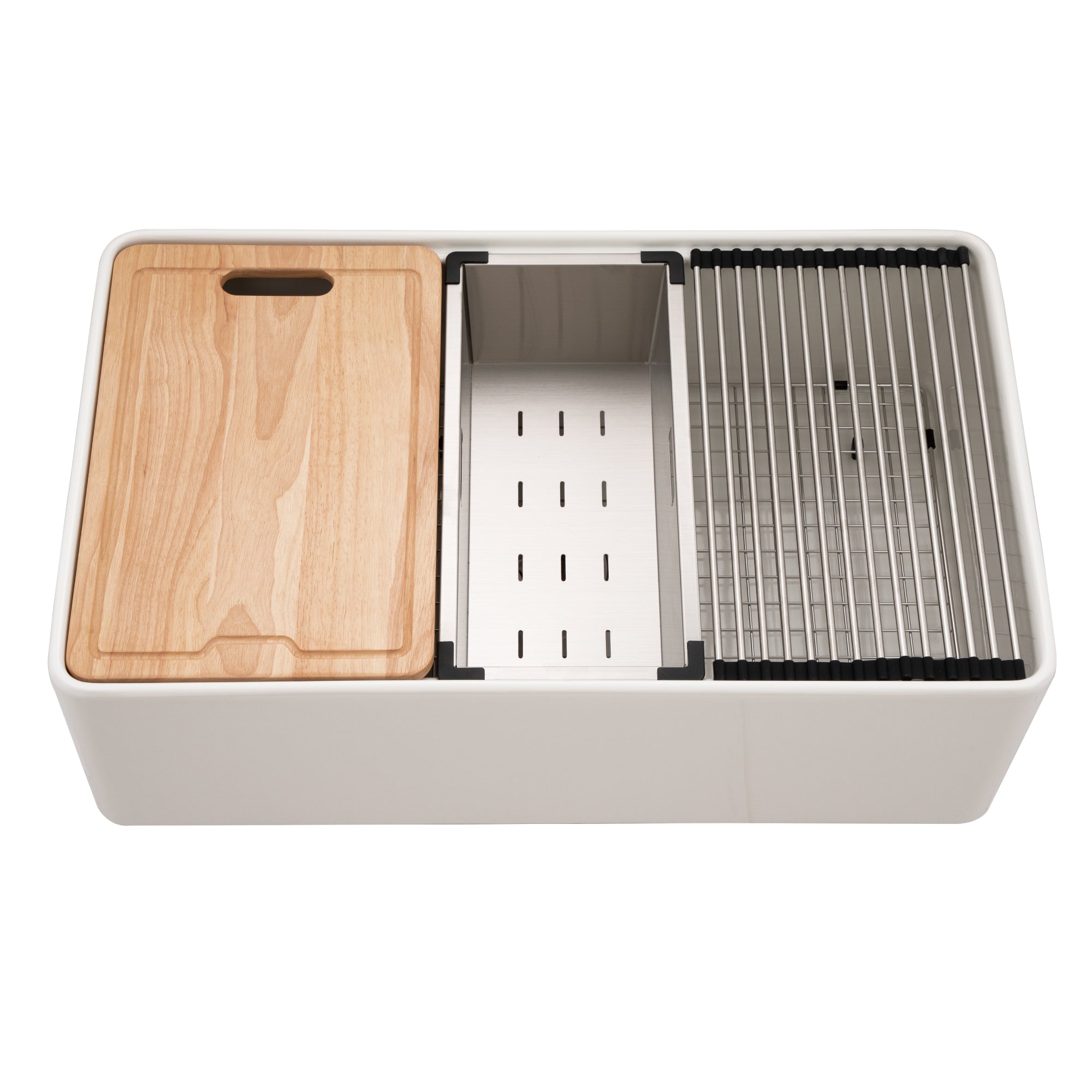 Aspire 33" Apron Front Workstation Single Bowl Fireclay Sink