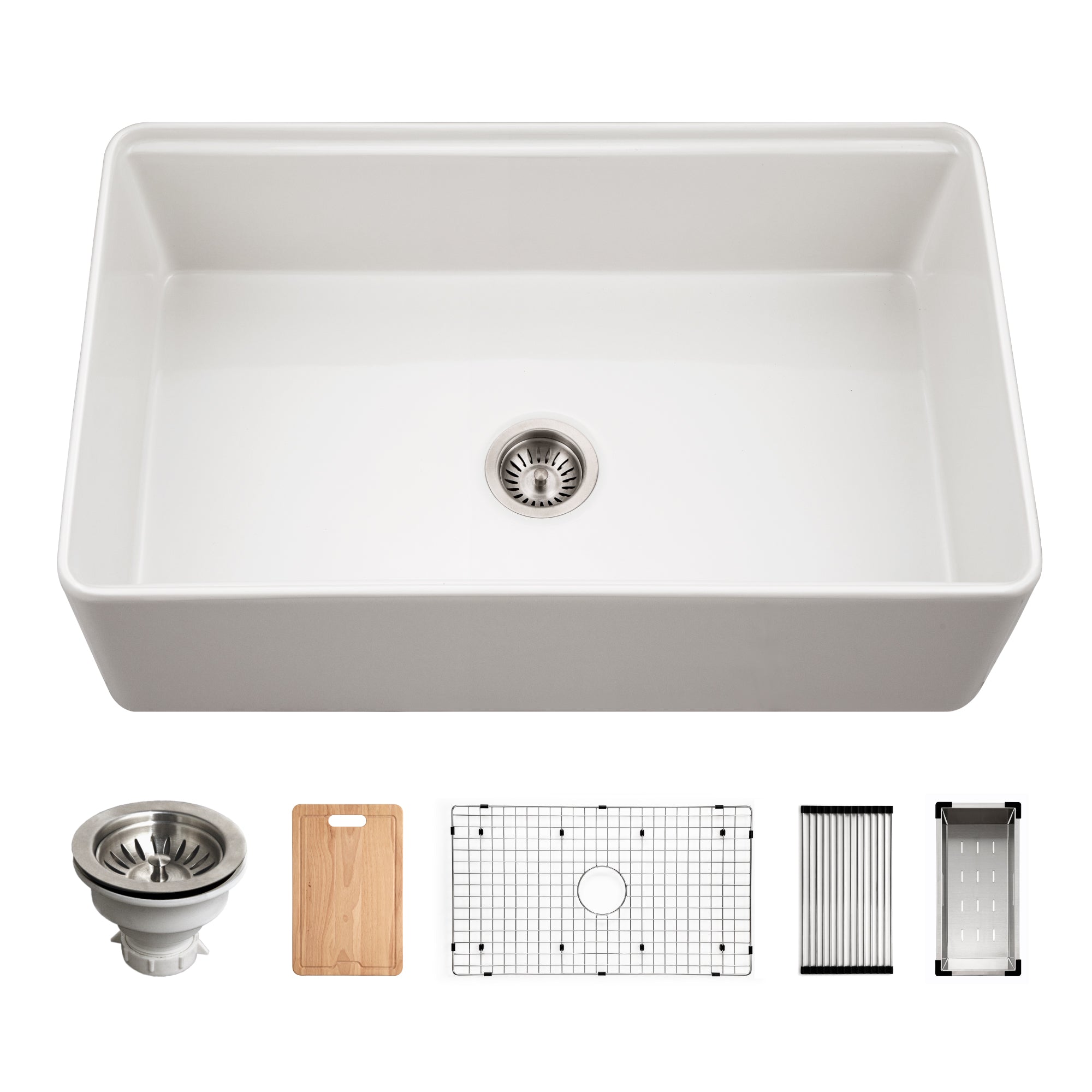 Aspire 33" Apron Front Workstation Single Bowl Fireclay Sink