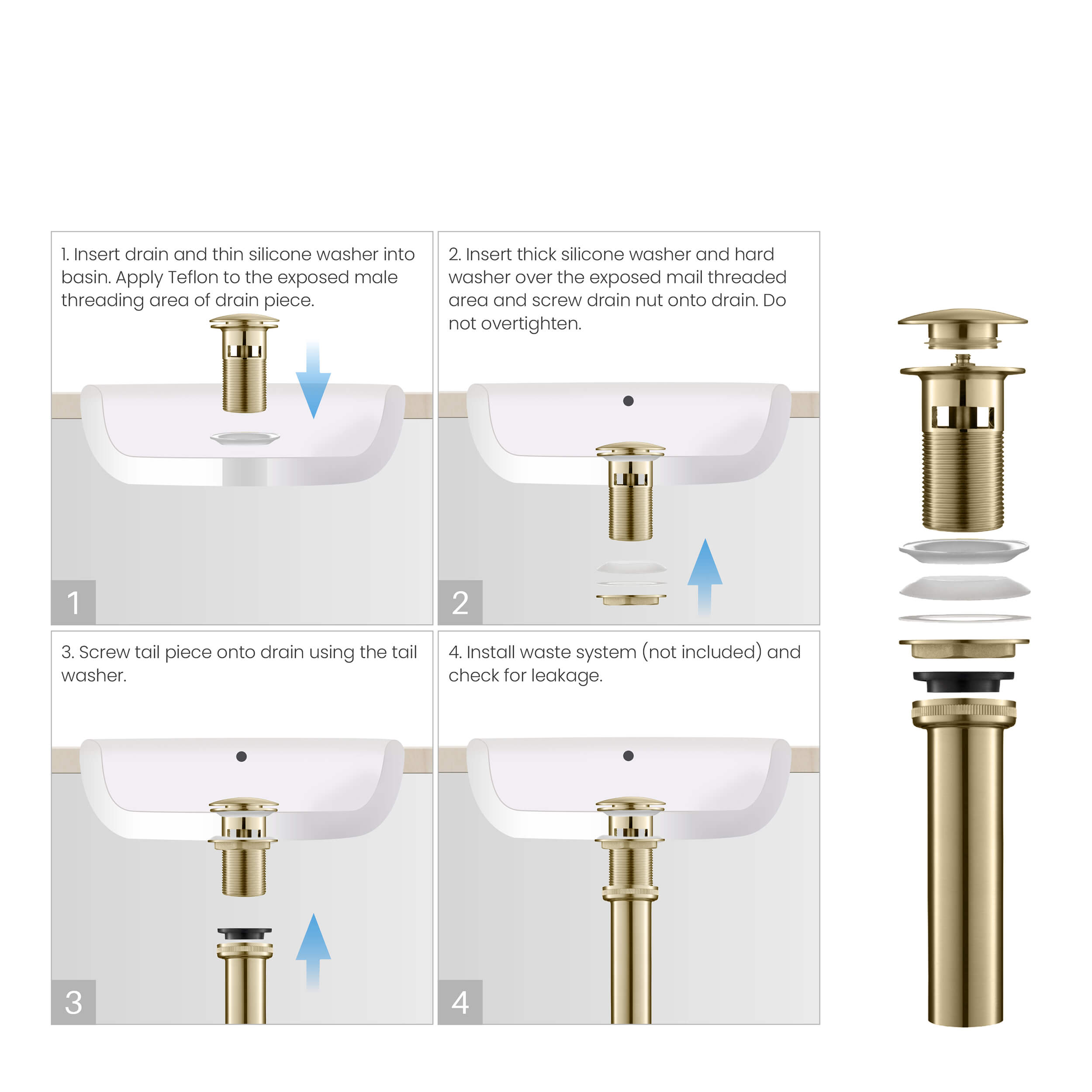 Pop Up Drain Stopper for Bathroom with Overflow - Full Cover