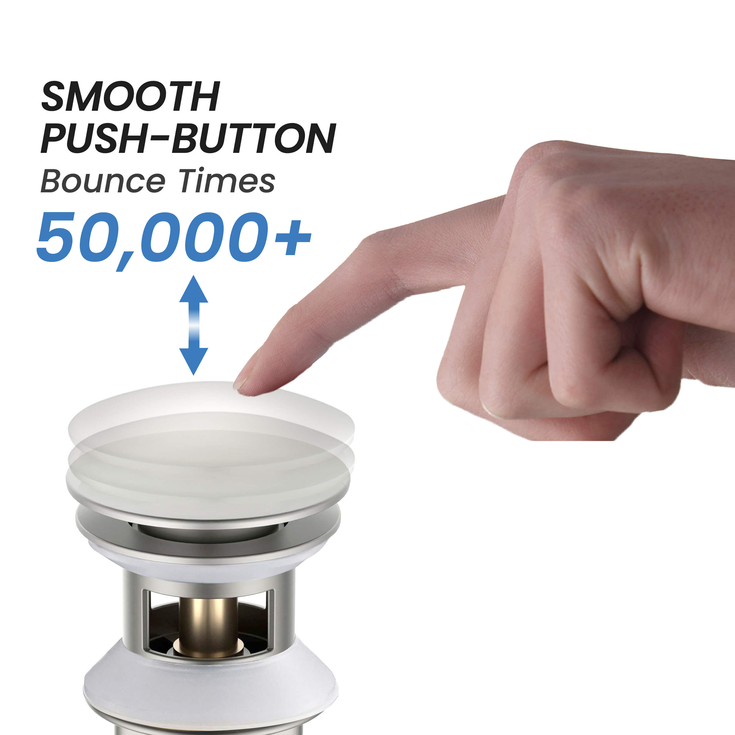Pop Up Drain Stopper for Bathroom with Overflow - Full Cover