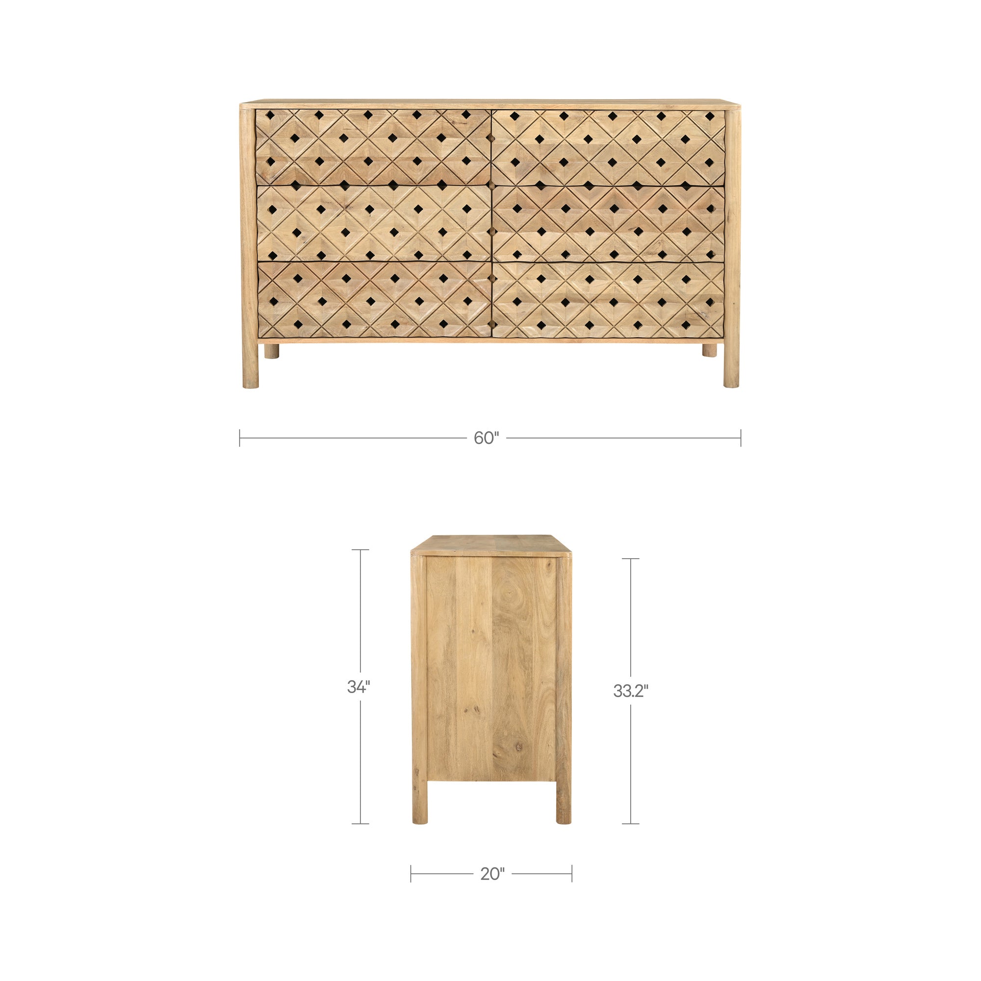 Moes Fulton 6 Drawer Dresser Natural PZ-1011-24