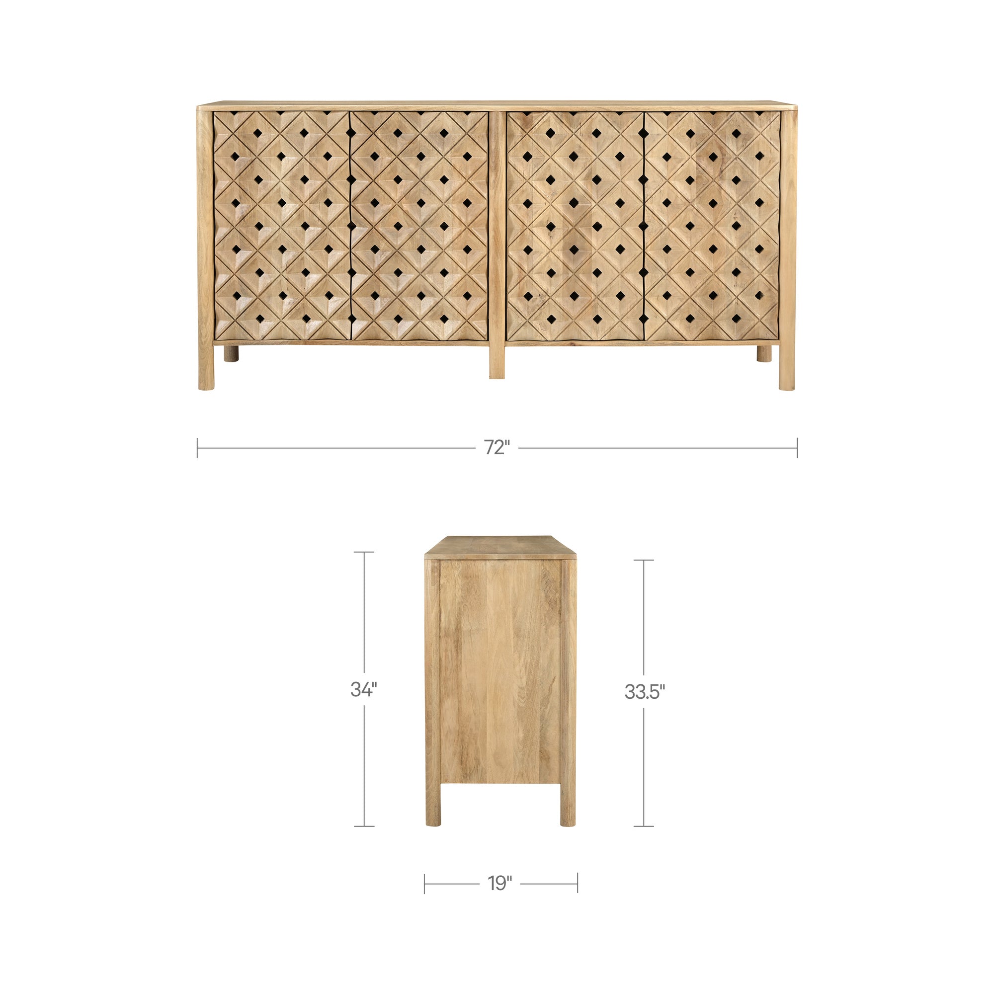 Moes Fulton 4 Door Sideboard Natural PZ-1012-24