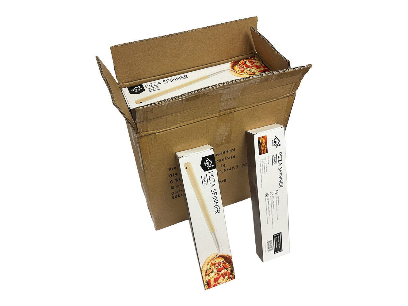 Master Pack (20) - Aluminum 17.5 inch Pizza Spinner Turning Fork with Wooden Handle and Leather Strap (2-Pack)