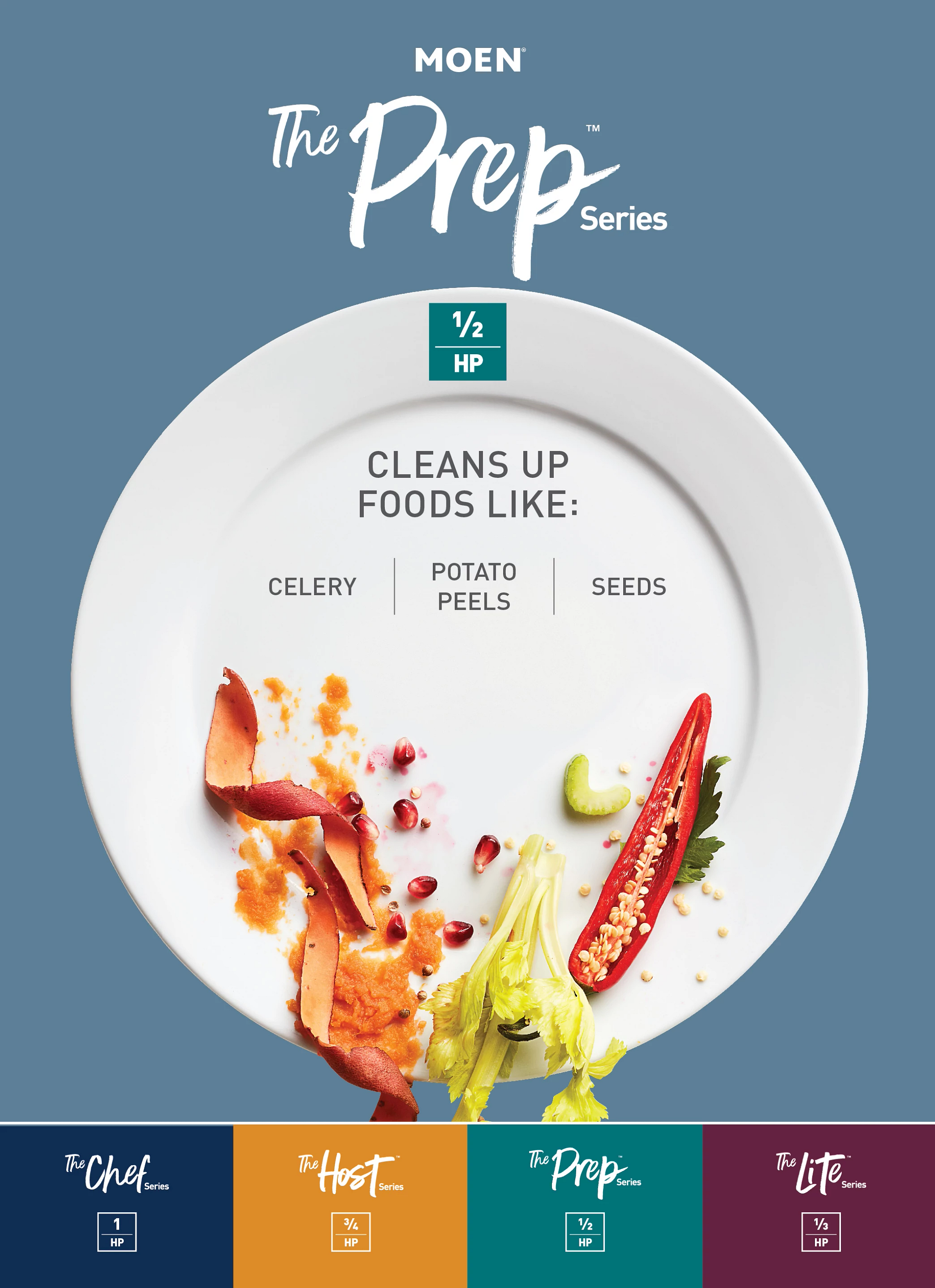 Moen GXP50C Gx Pro Series Prep™ Series 1/2 Horsepower Garbage Disposal