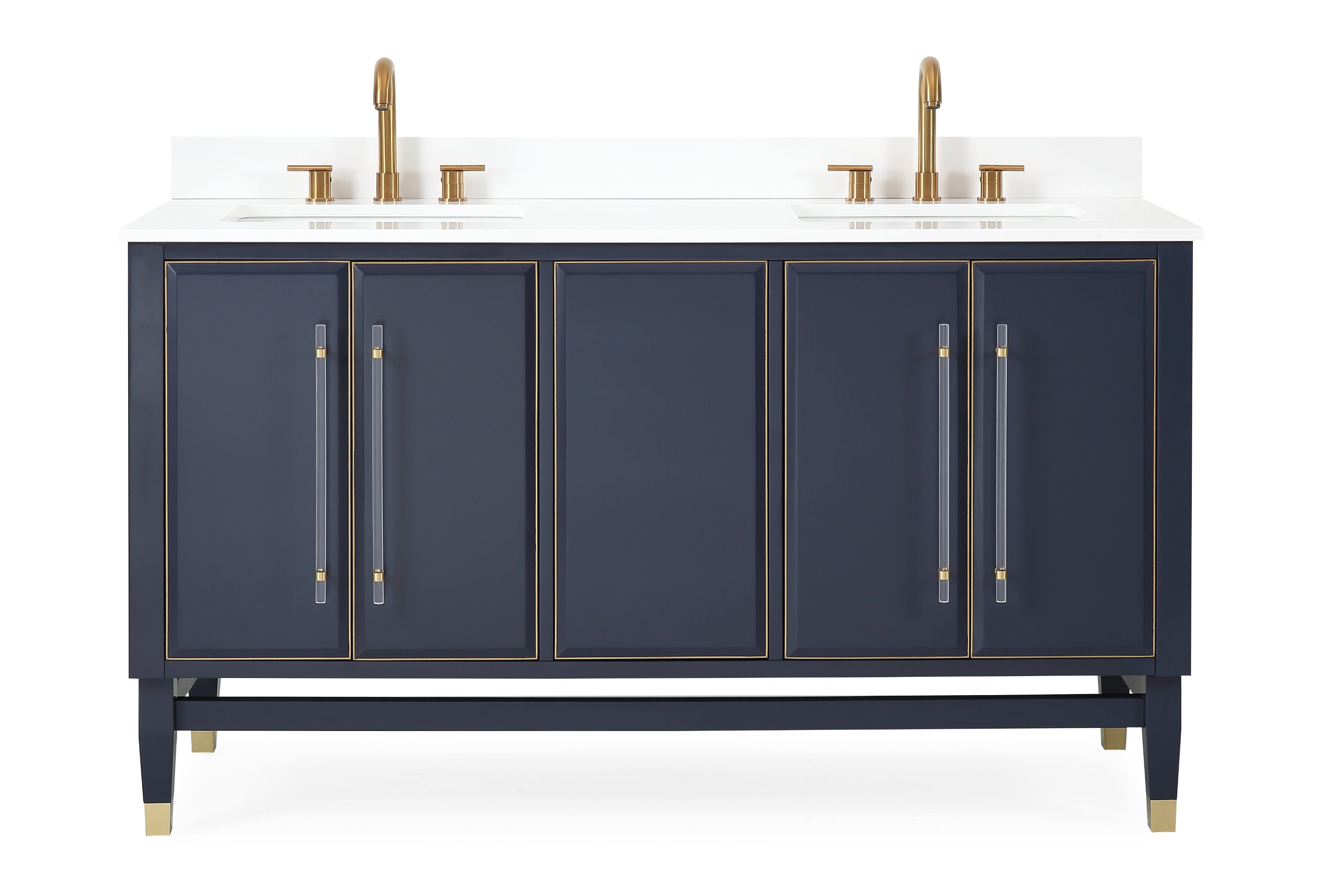 Chans Furniture Q169NB-D60QT 60" Tennant Brand Navy Blue Bertone Double Bathroom Sink Vanity