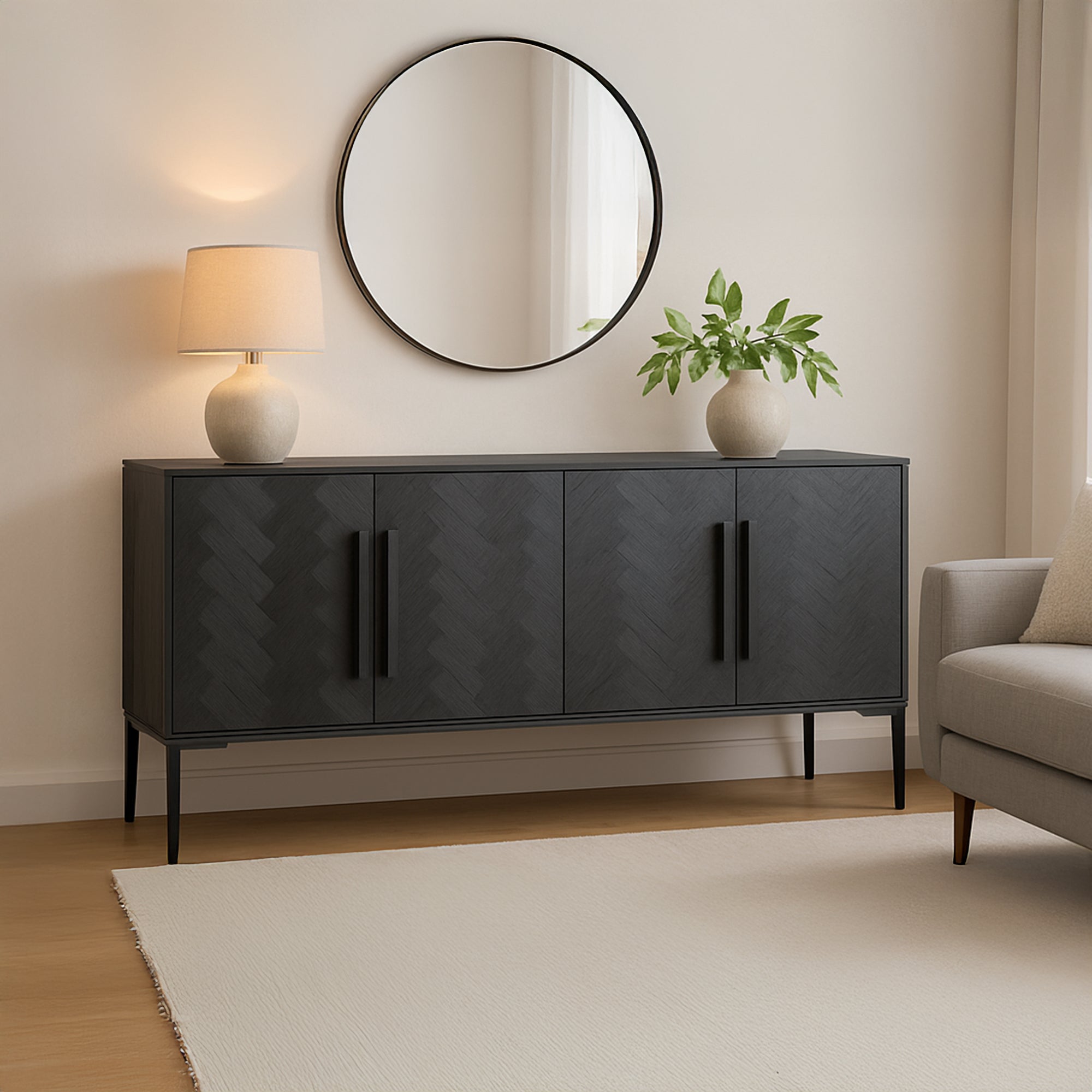 Moes Fishbone Sideboard Black QM-1003-02