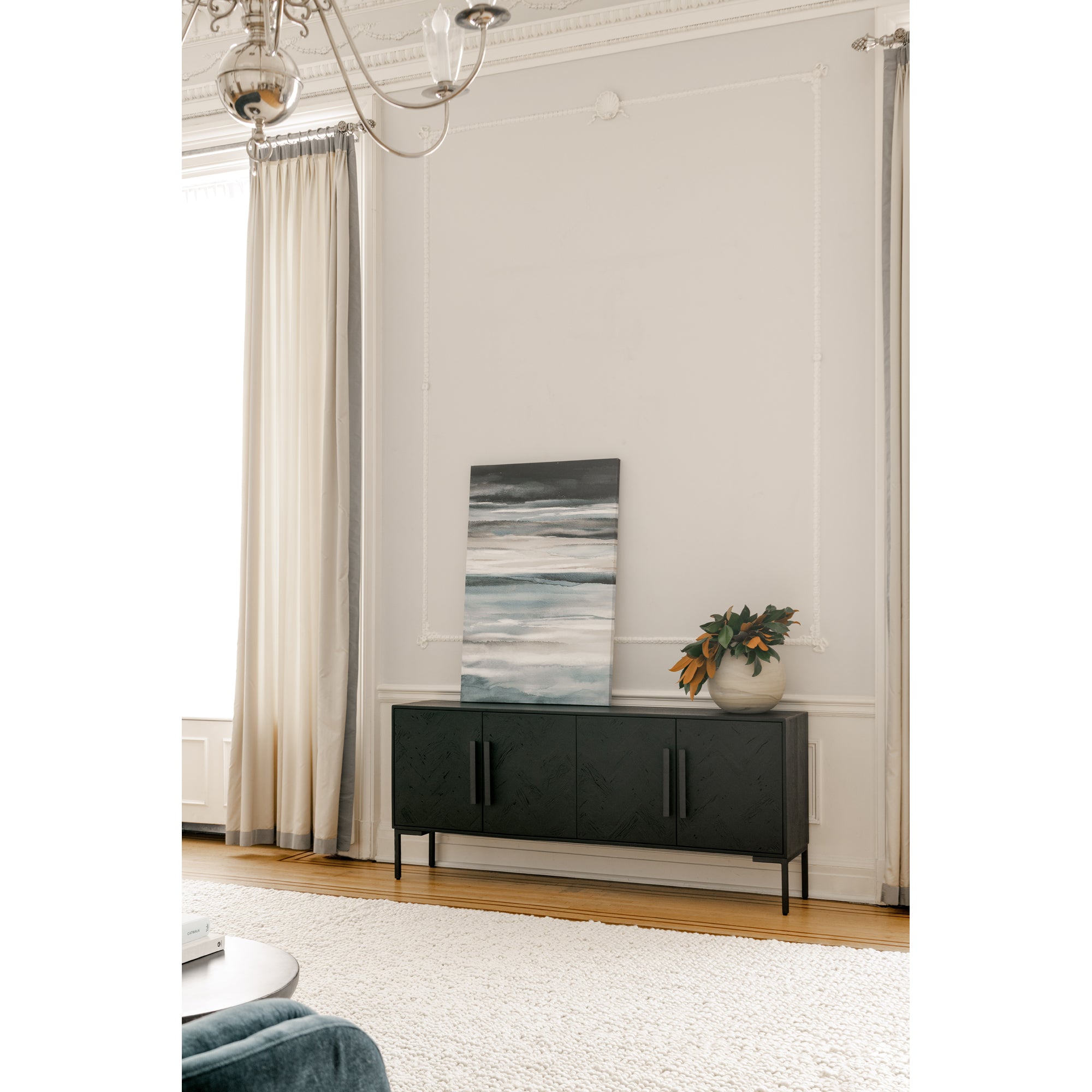 Moes Fishbone Sideboard Black QM-1003-02