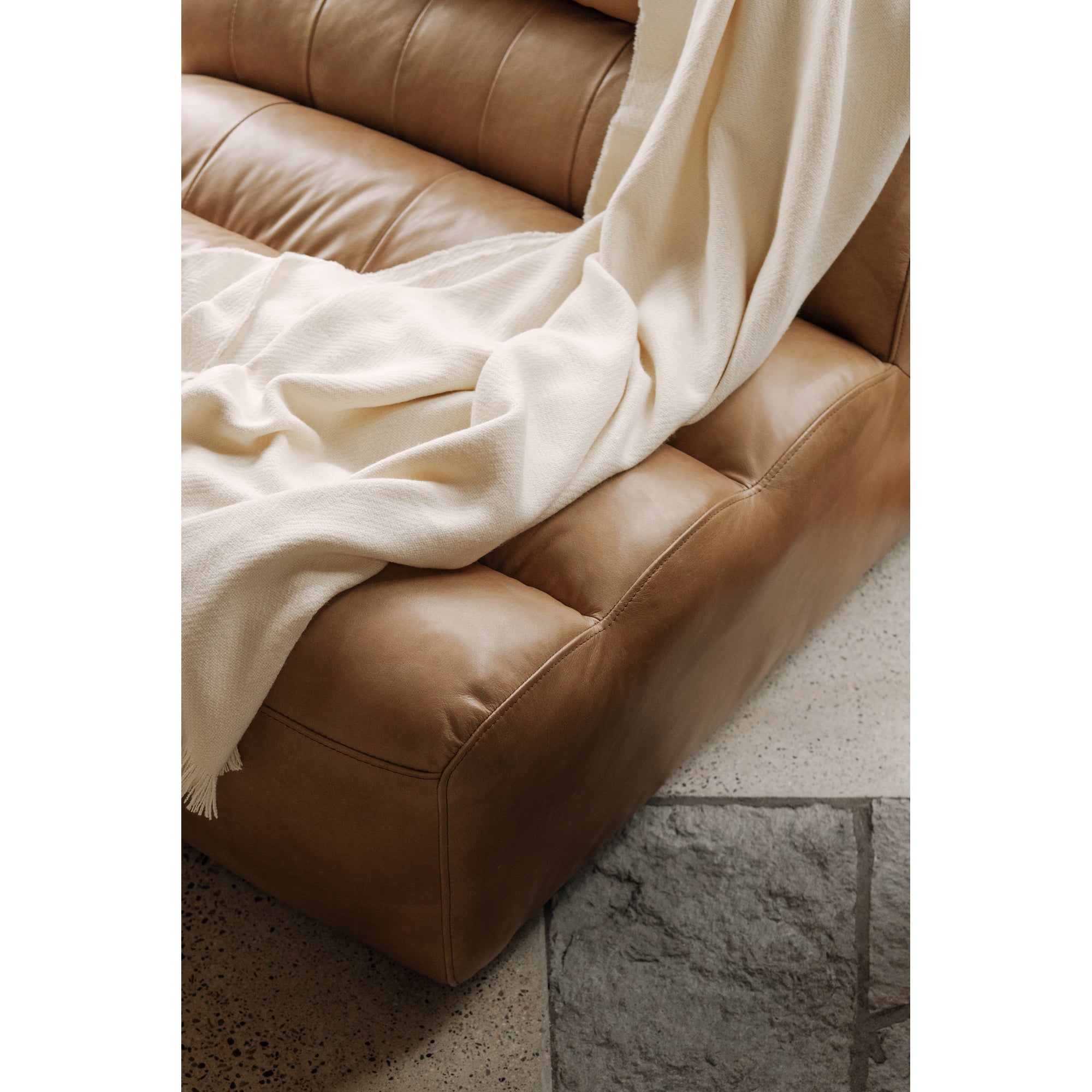 Moes Ramsay Leather Slipper Chair Tan QN-1009-40