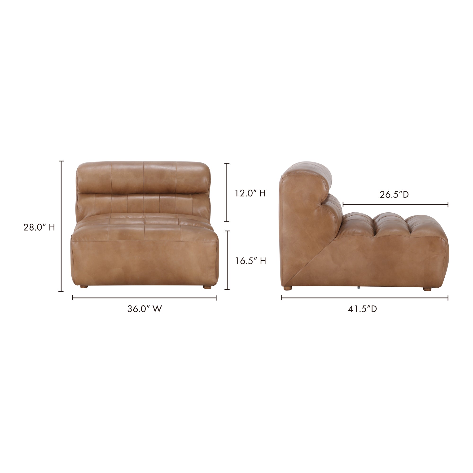 Moes Ramsay Leather Slipper Chair Tan QN-1009-40