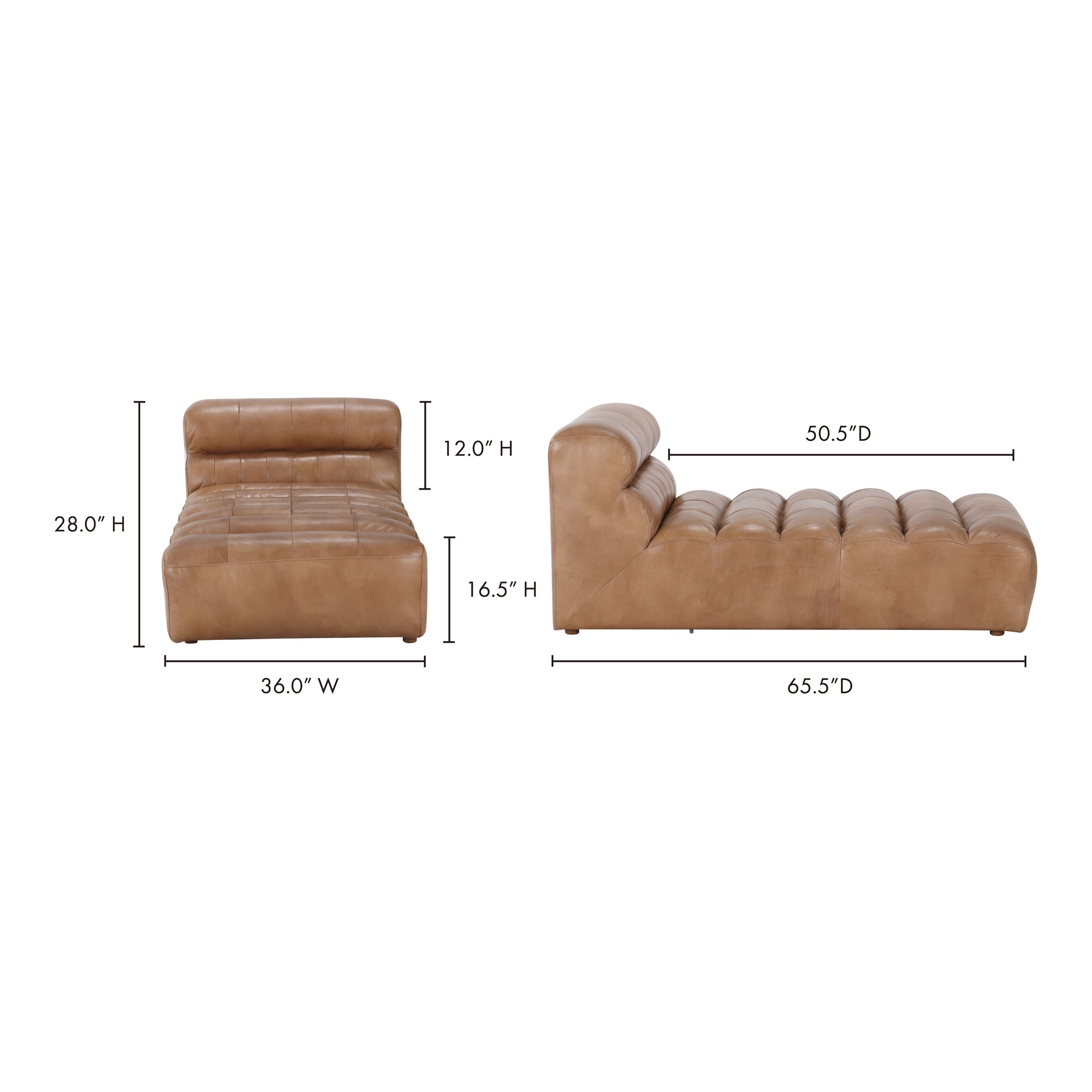 Moes Ramsay Leather Chaise Tan QN-1010-40