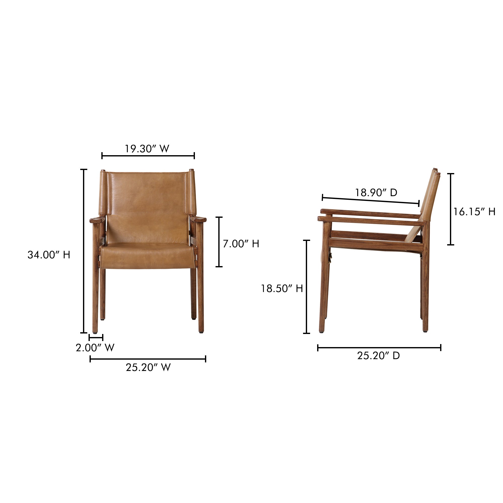 Moes Remy Arm Chair Tan Leather QN-1030-03