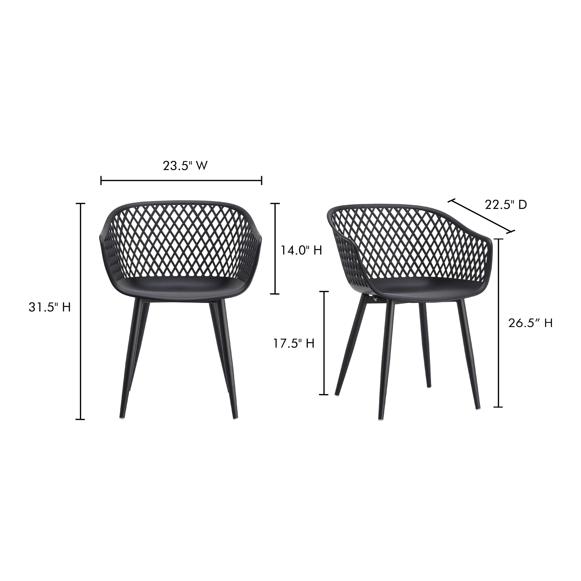 Moes Piazza Outdoor Chair Black - Set Of Two QX-1001-02