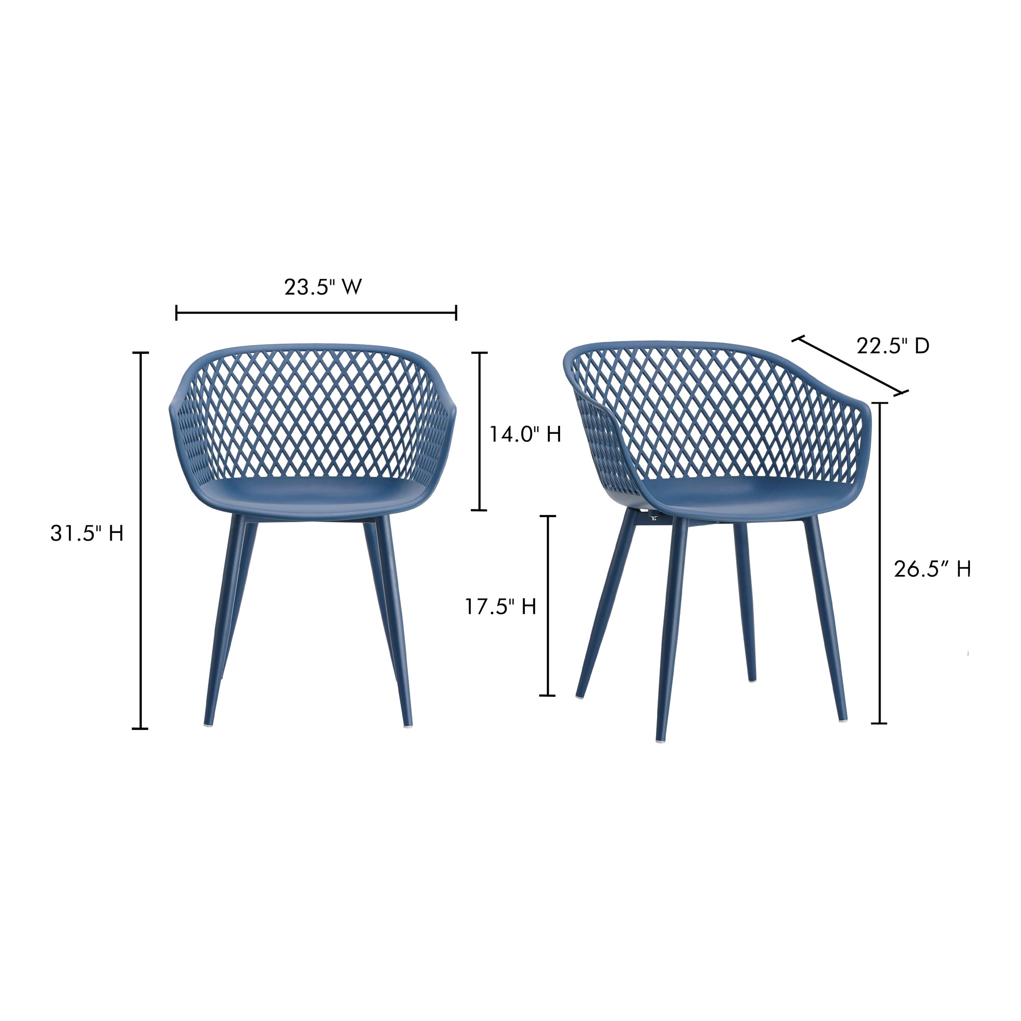 Moes Piazza Outdoor Chair Blue - Set Of Two QX-1001-26