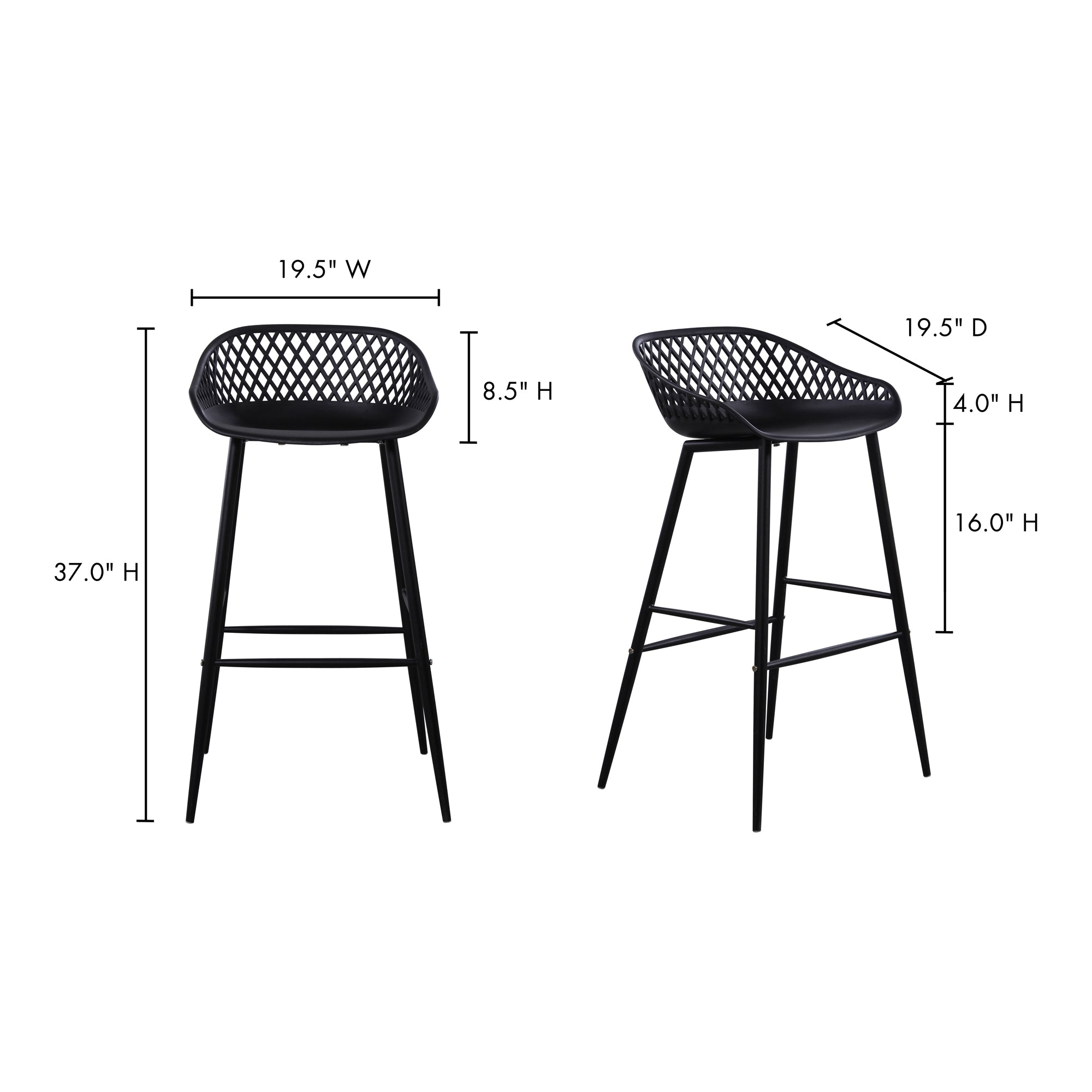 Moes Piazza Outdoor Barstool Black - Set Of Two QX-1004-02