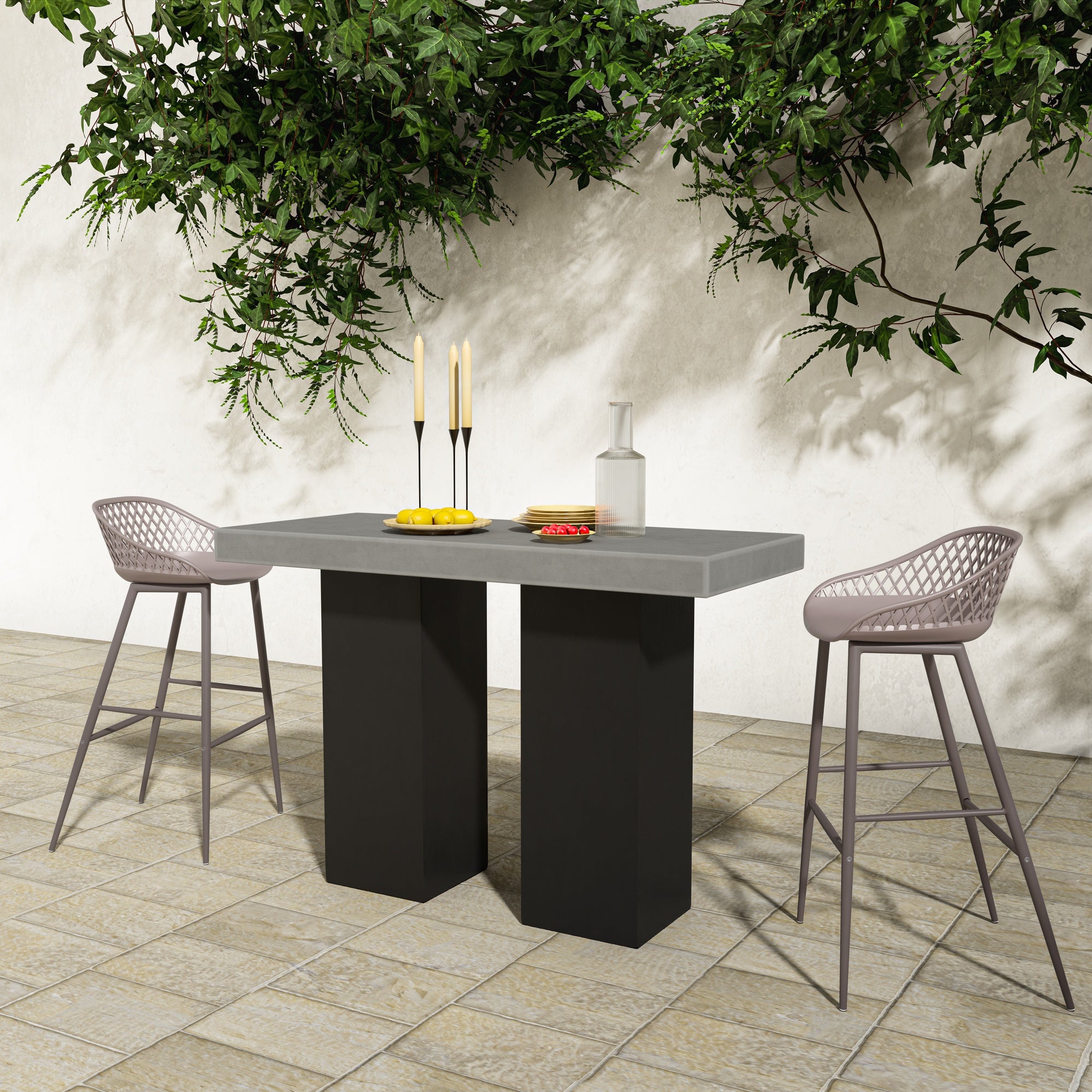 Moes Piazza Outdoor Barstool Grey - Set Of Two QX-1004-15